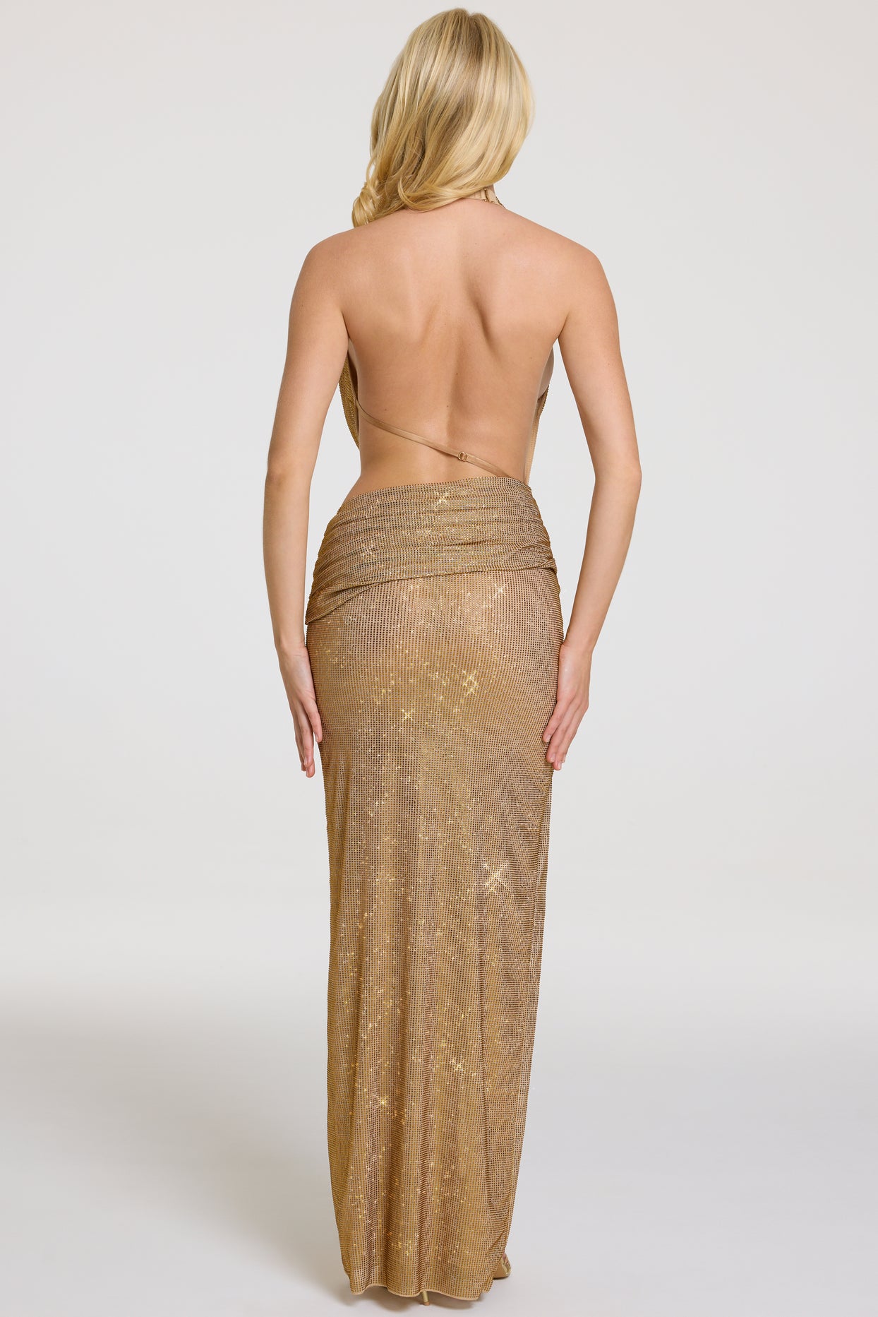 Embellished Maxi Dress in Gold - 5