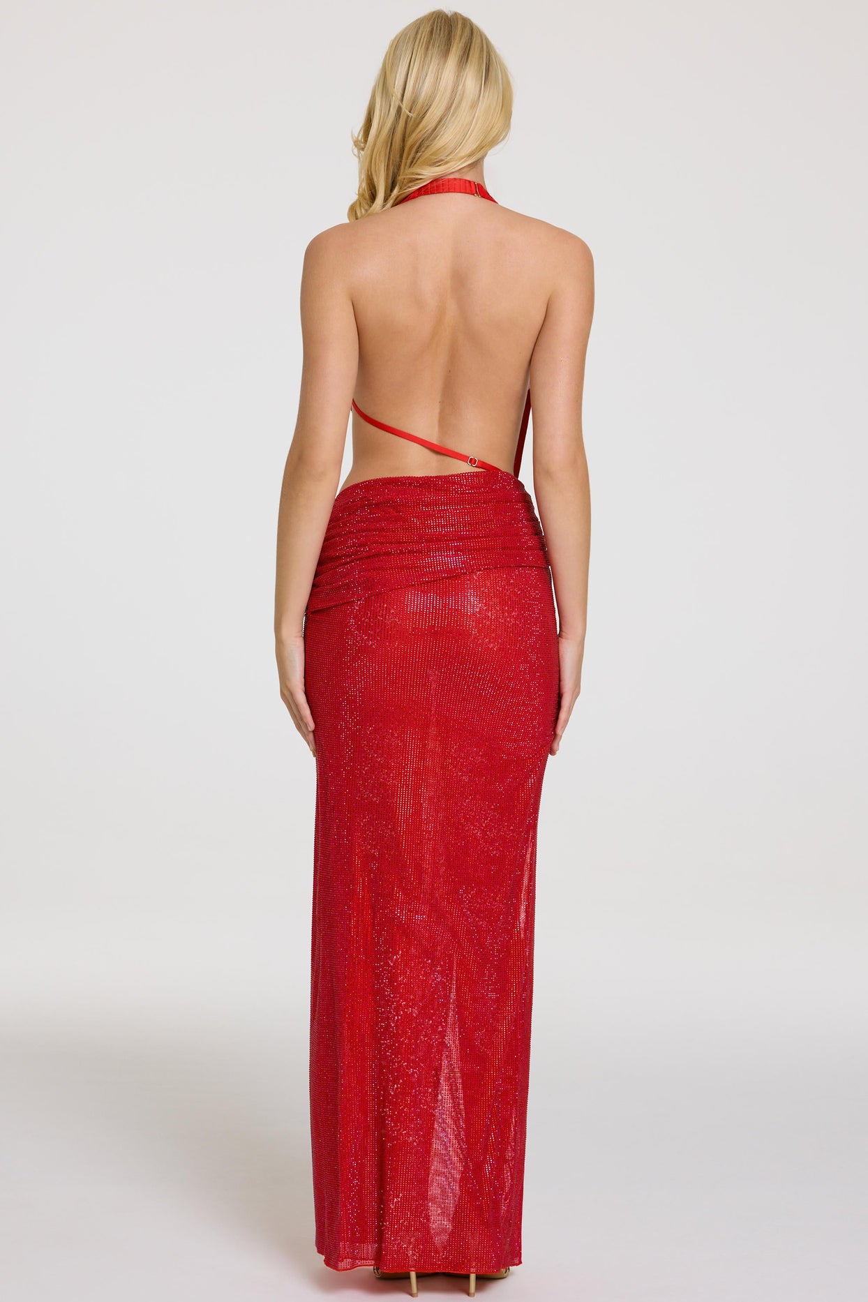Embellished Maxi Dress in Red - 6