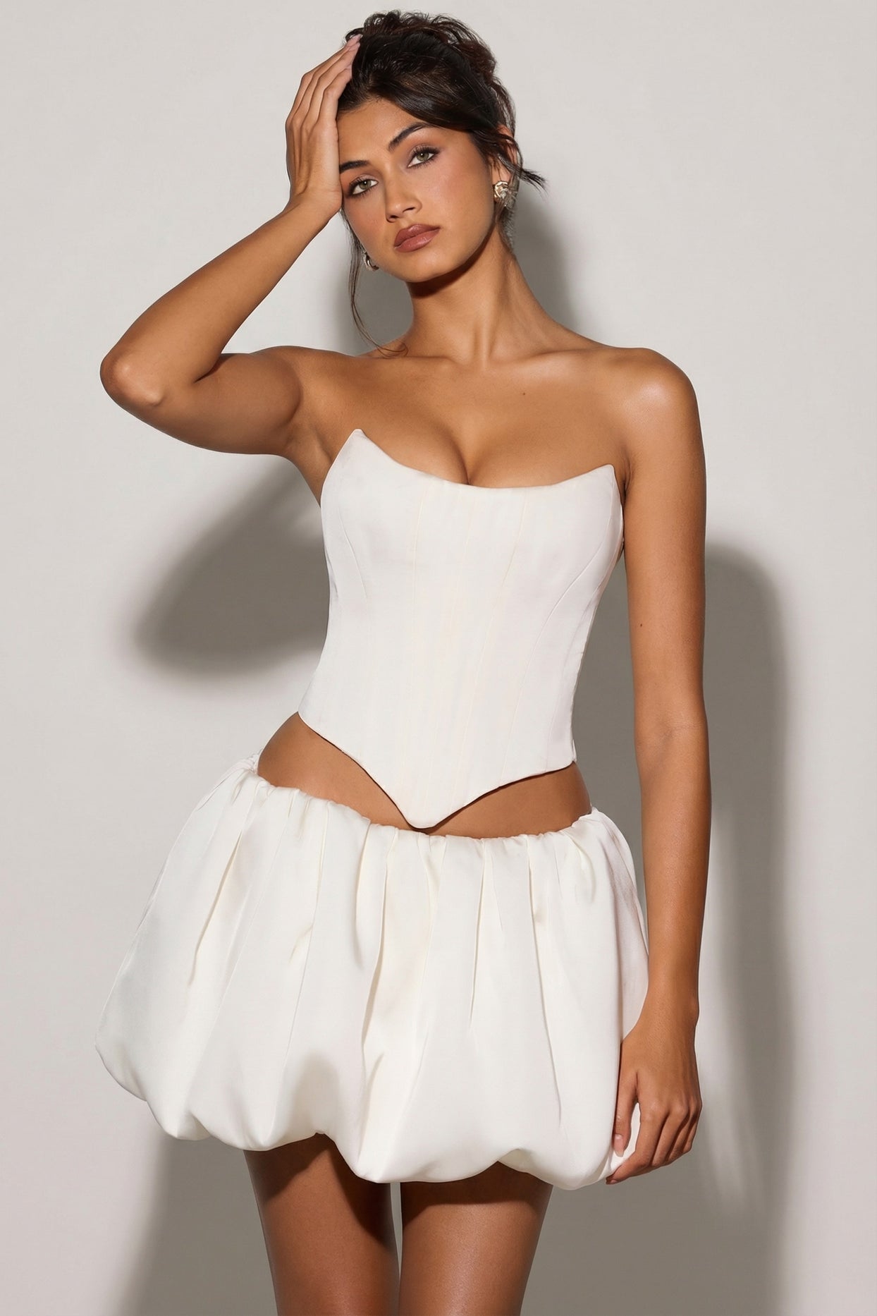 Bubble Hem Micro Mini Skirt in White - 5