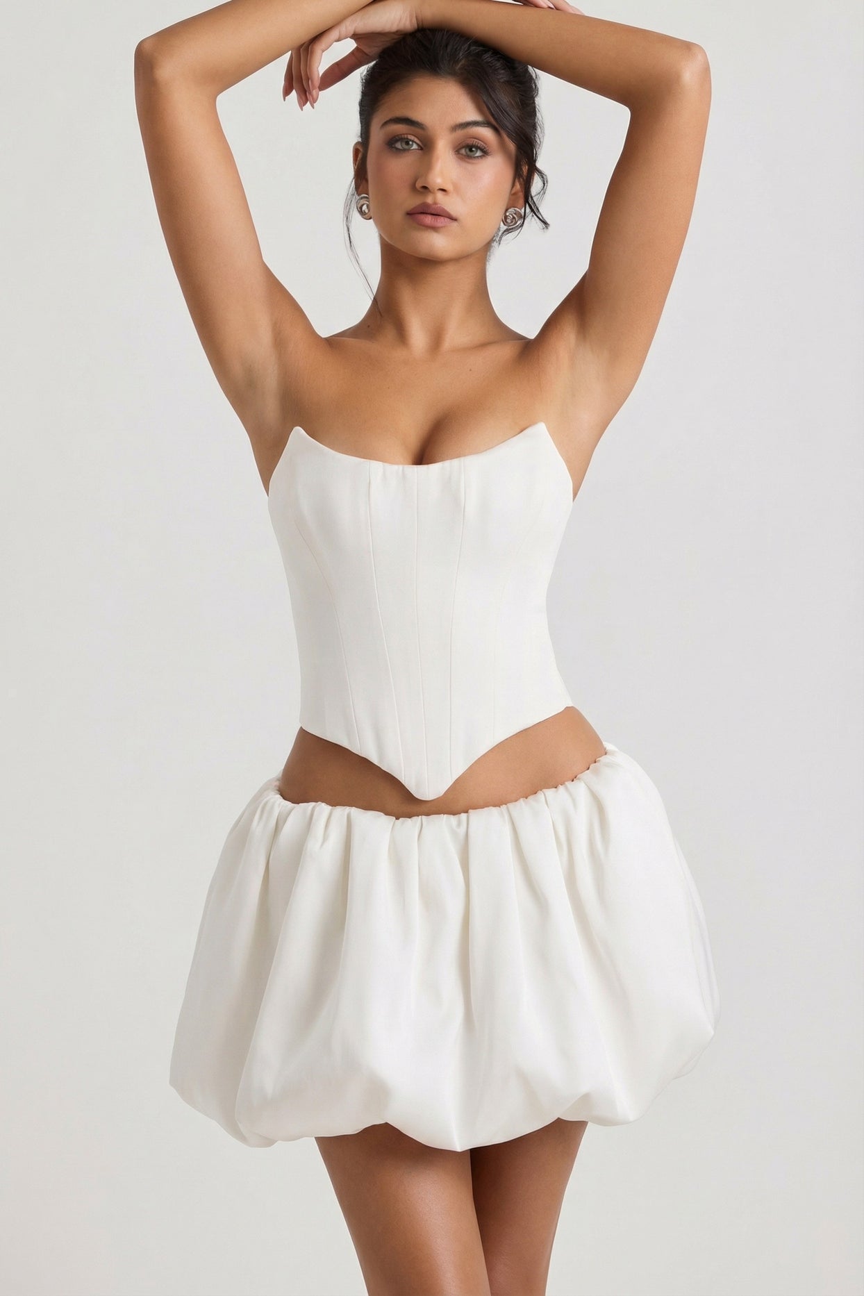 Bubble Hem Micro Mini Skirt in White - 6