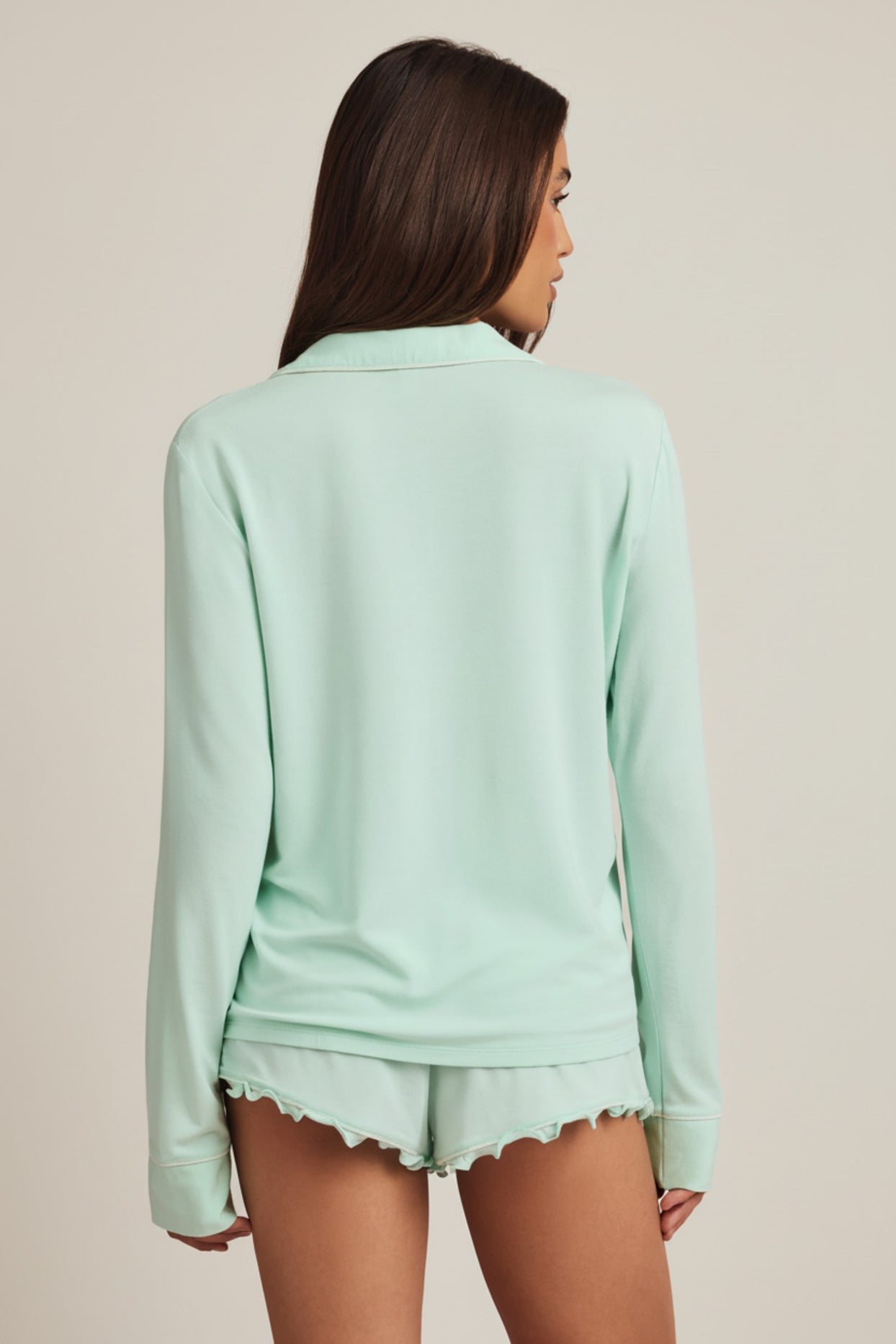 Modal Long-Sleeve Pyjama Top in Mint - 2
