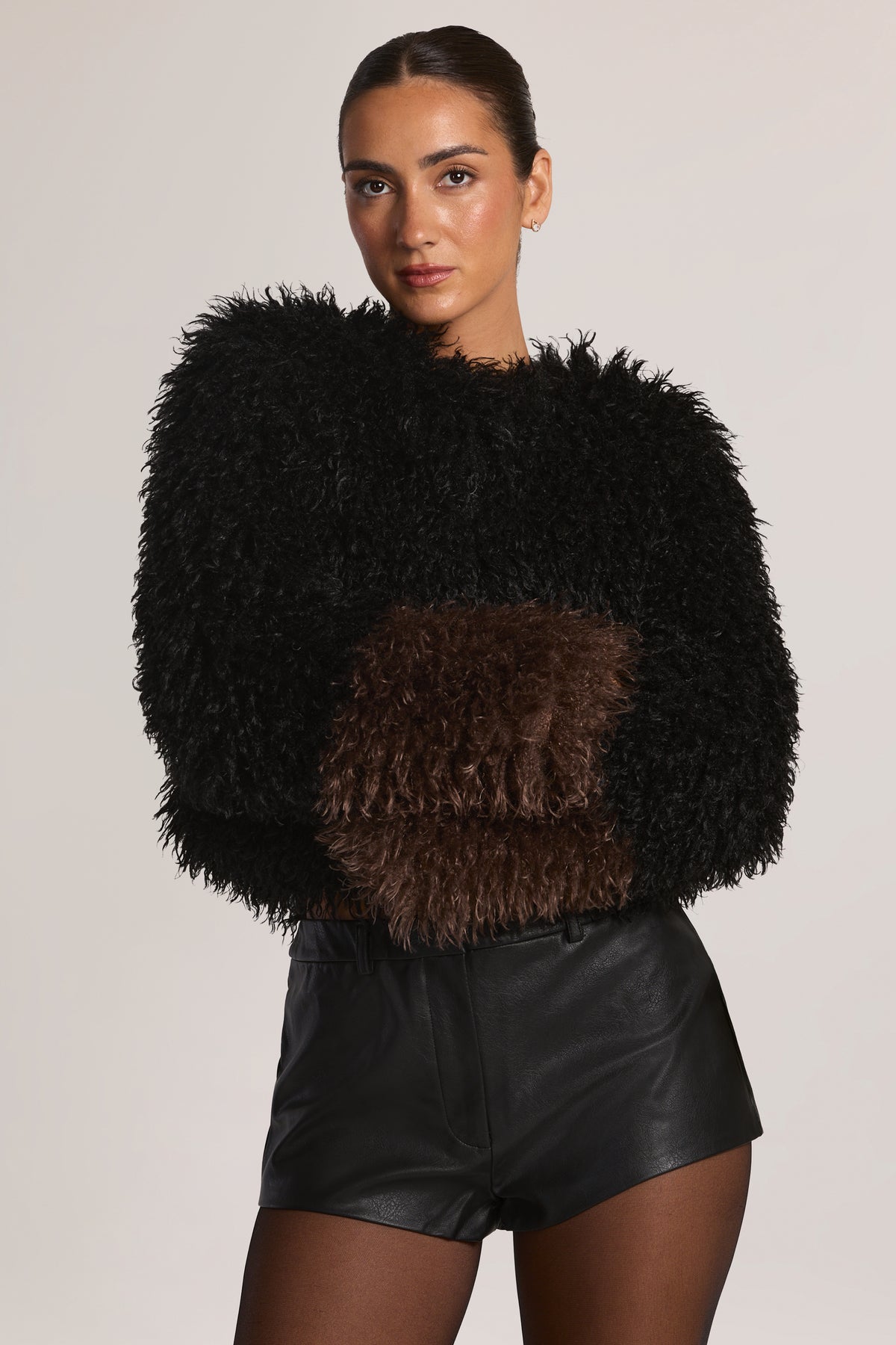 Mongolian Fur Jacket in Black
