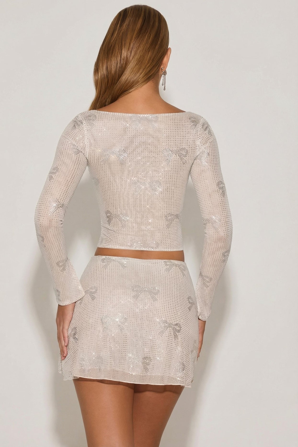 Embellished Bow-Detail Top in Ivory - 2