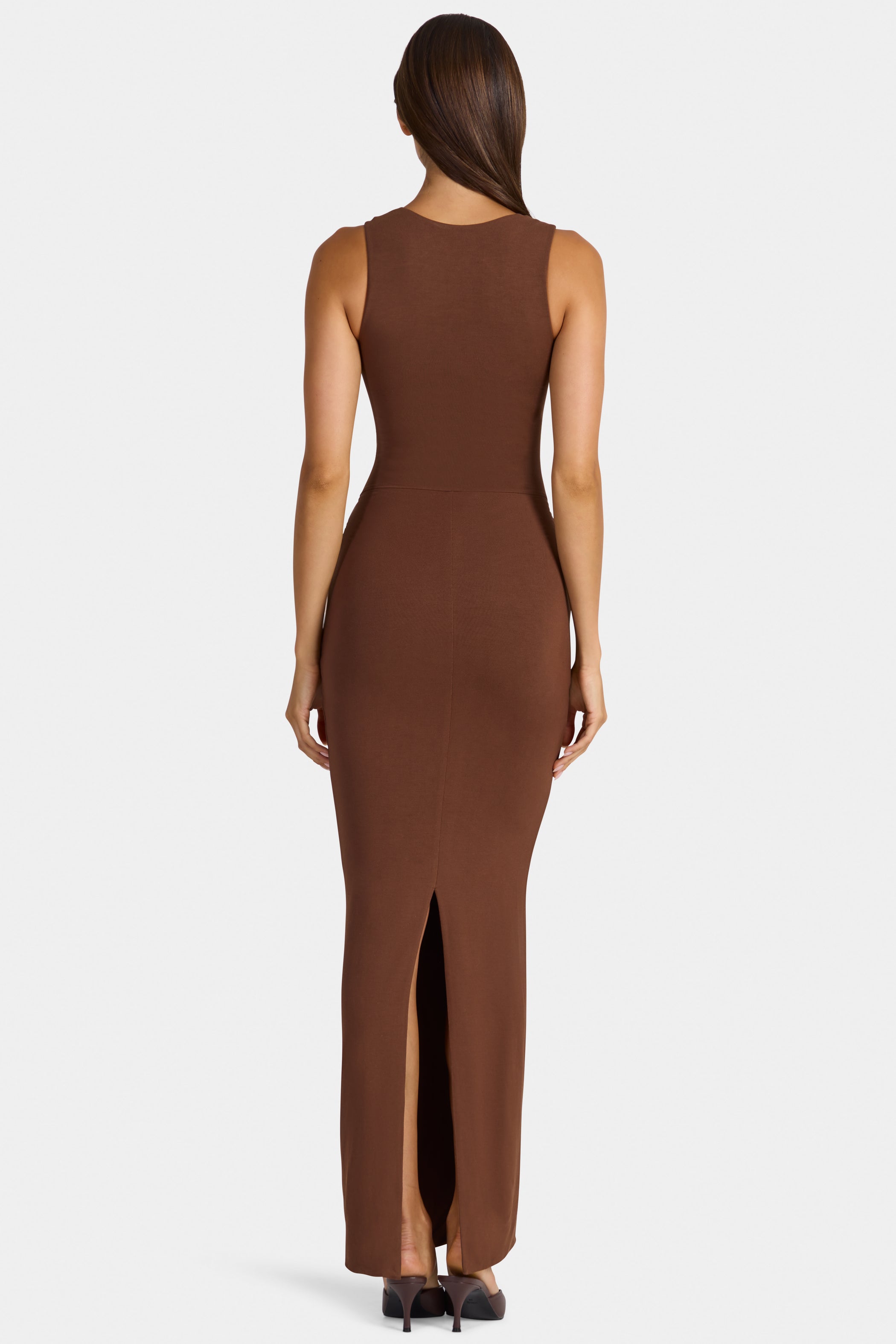 Modal Square-Neck Maxi Dress in Cocoa Brown