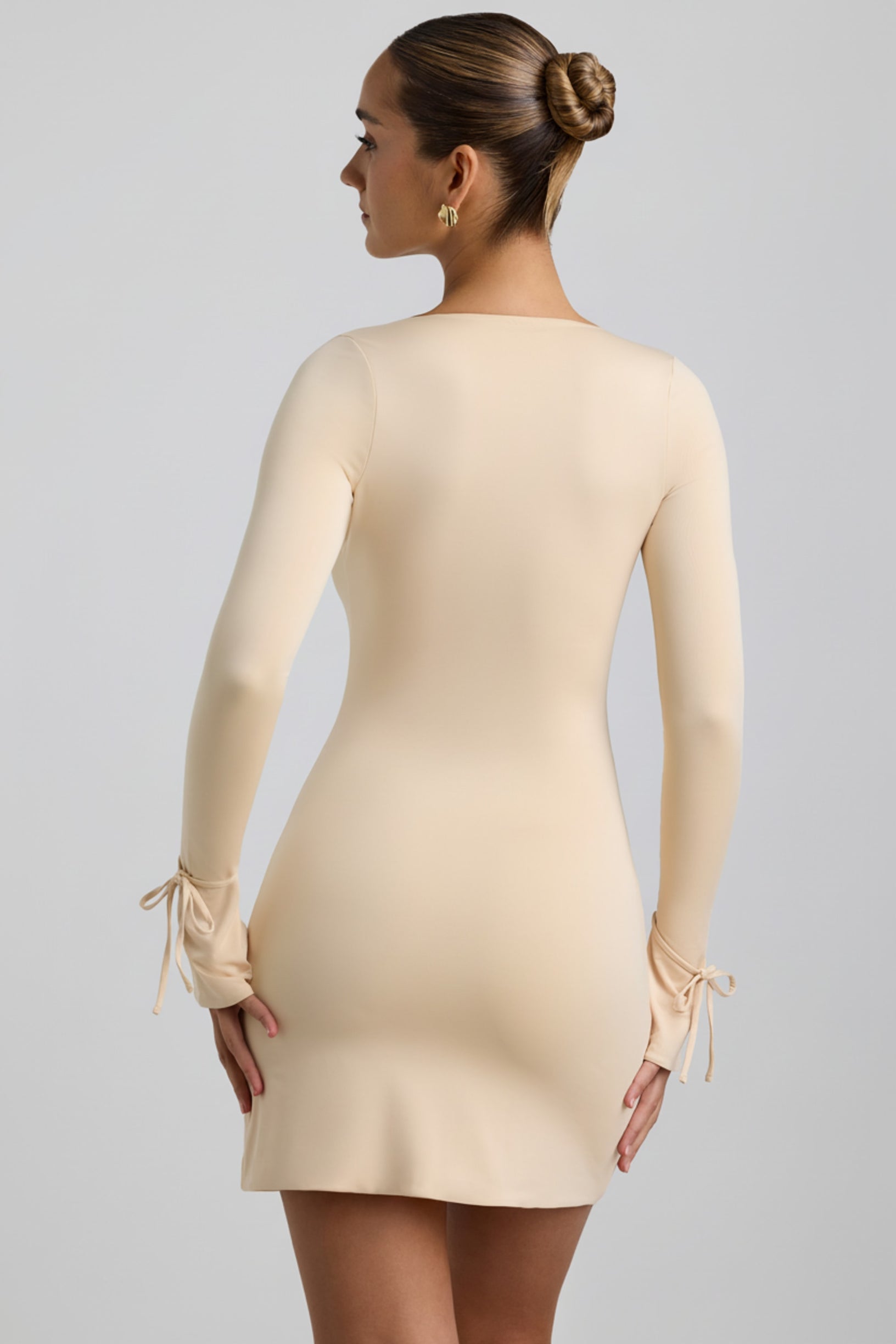 Slinky Jersey A-Line Mini Dress in Buttercream - 2