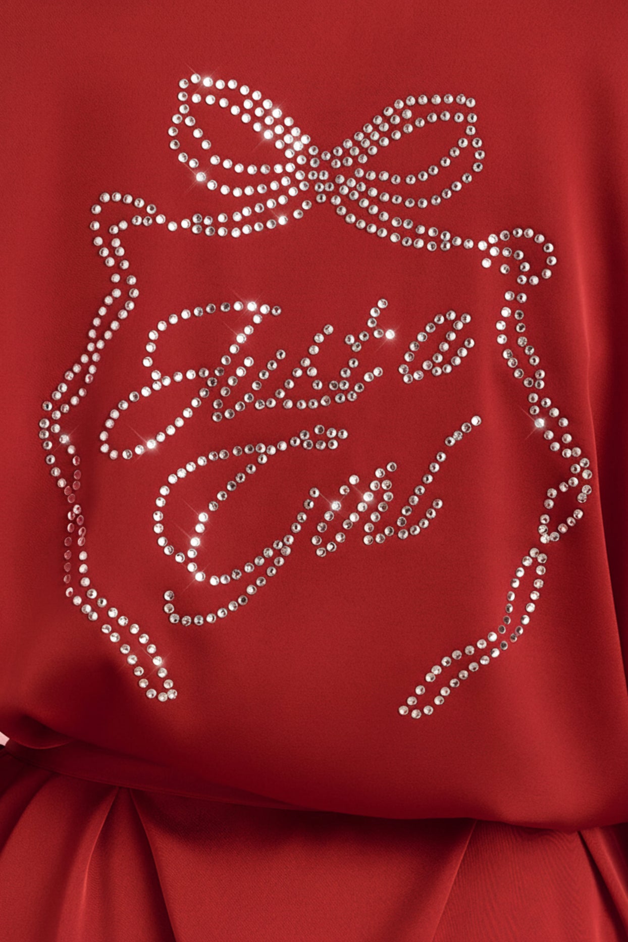 Embellished Loose-Fit Wrap-Over Robe in Ruby Red - 4