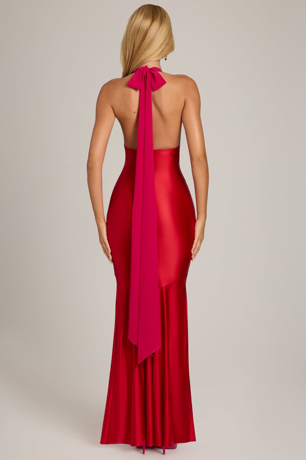 Satin Jersey Maxi Dress in Scarlet Red