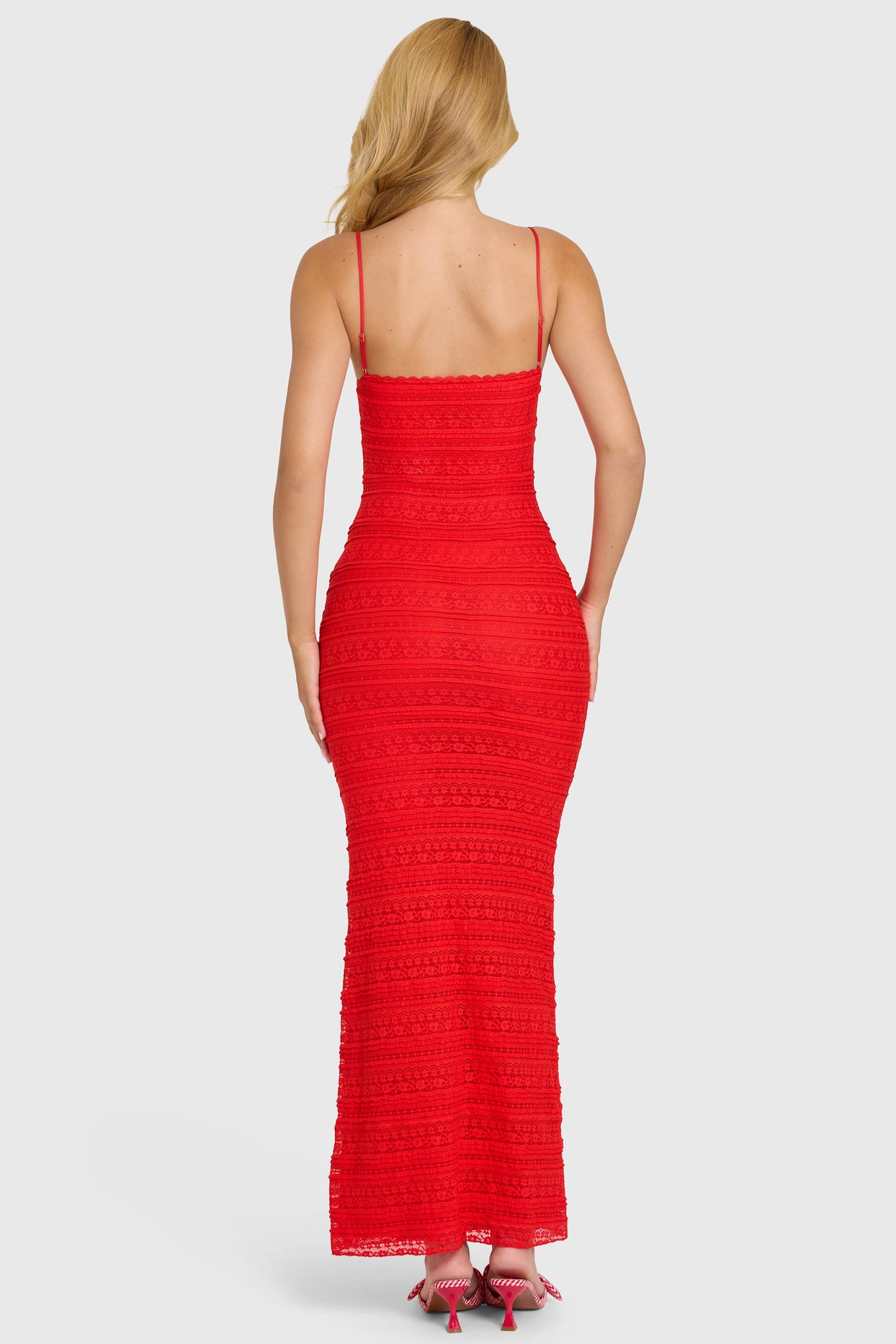Lace Maxi Dress in Cherry - 7