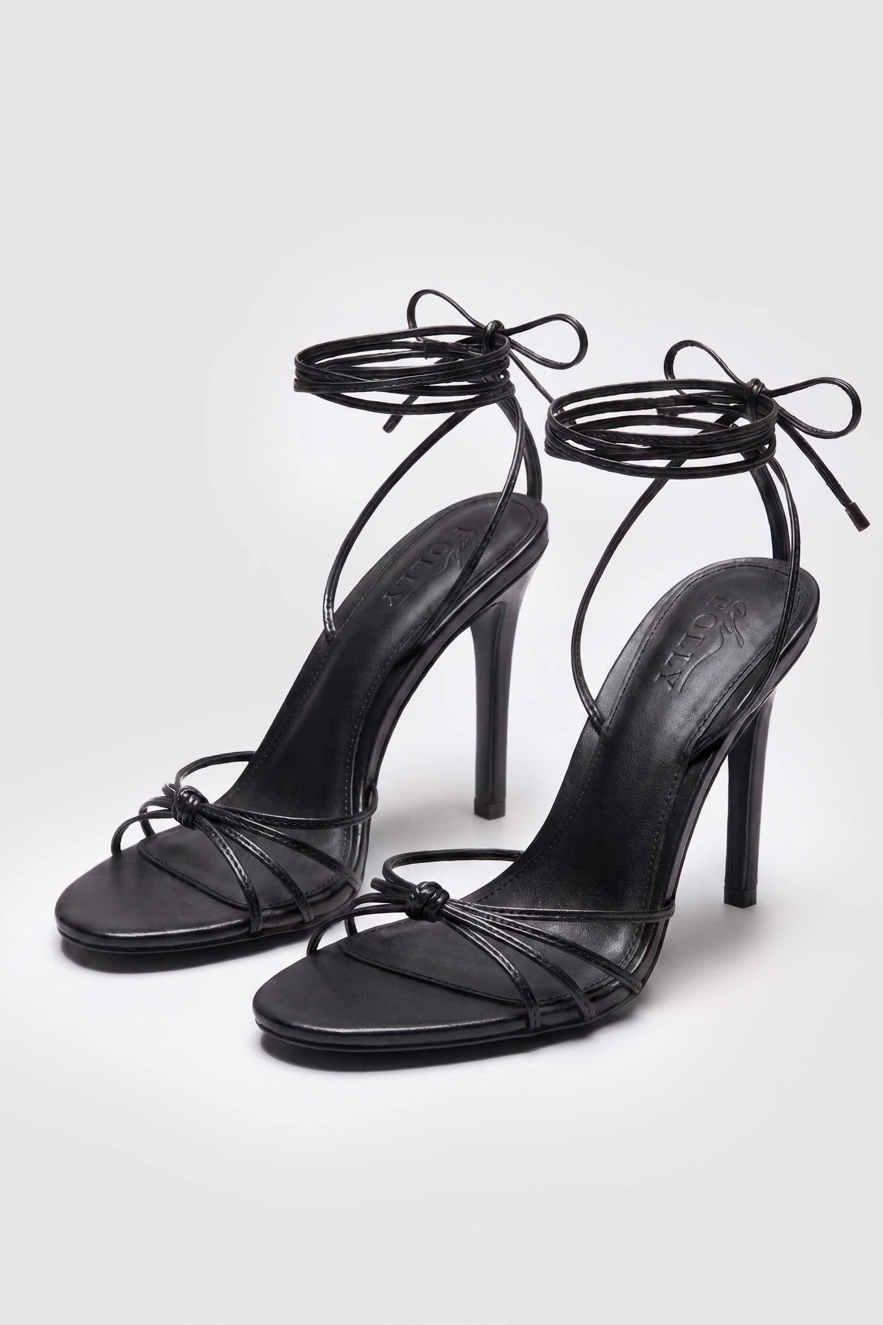 Lace-Up Heeled Sandal in Black - 1