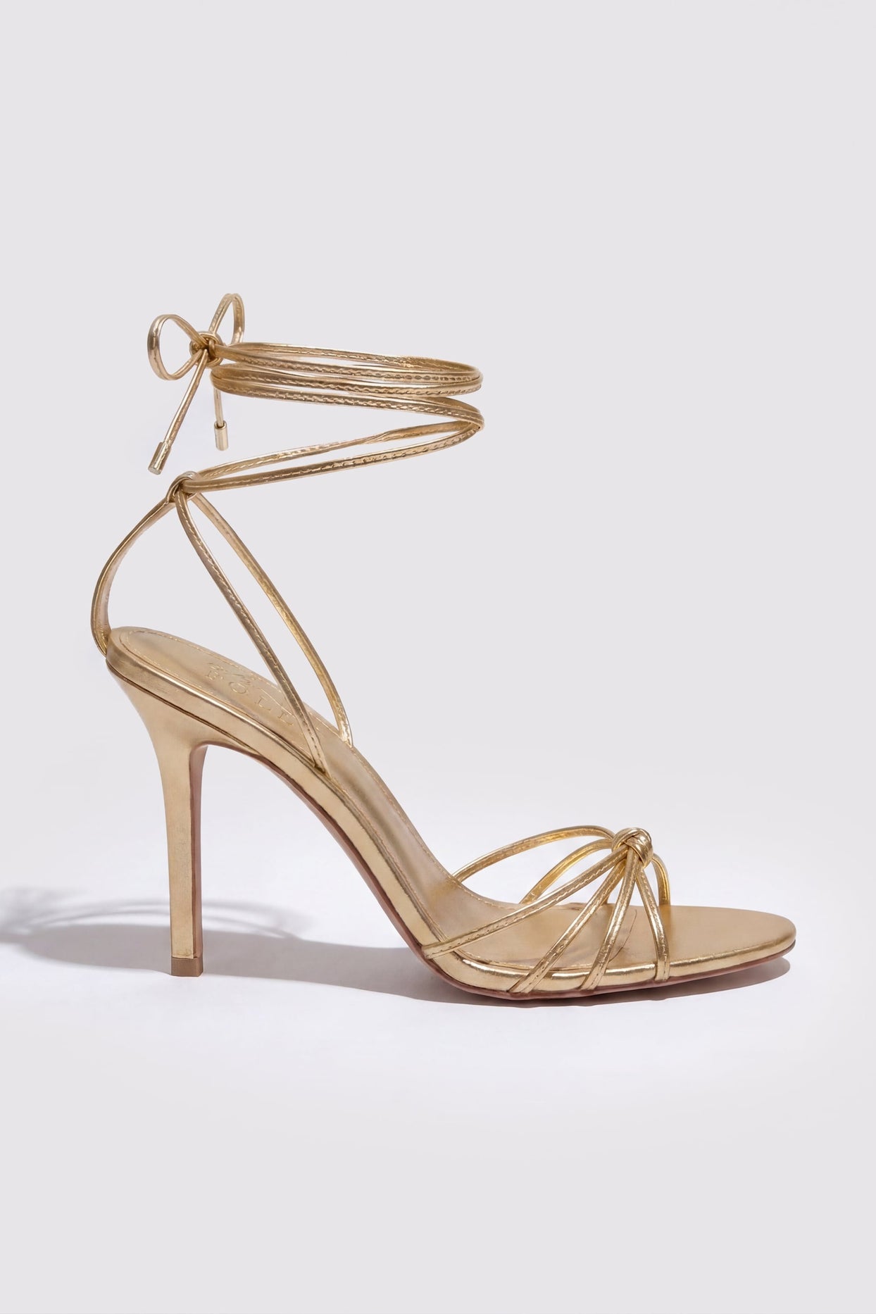Lace-Up Heeled Sandal in Gold - 3