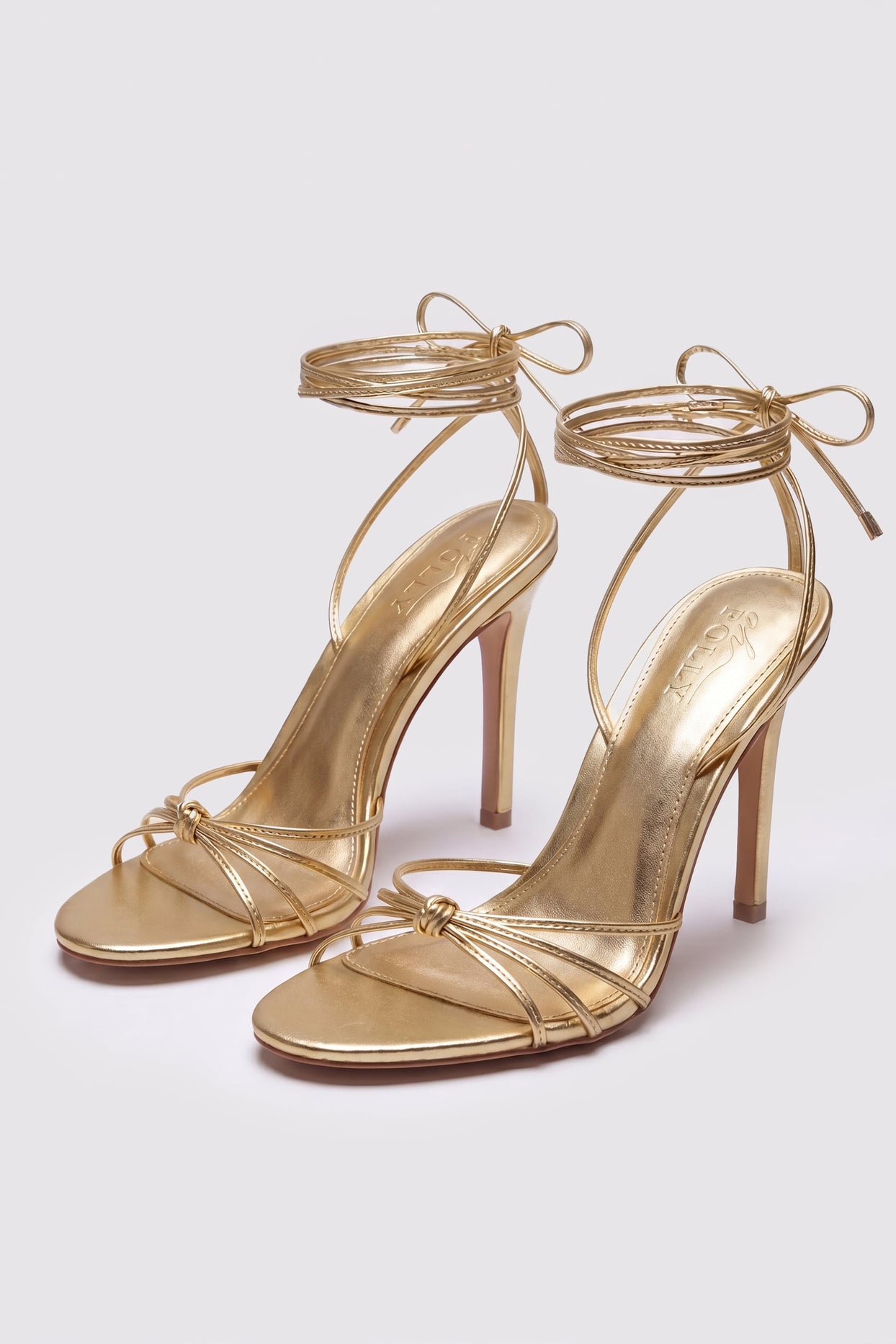 Lace-Up Heeled Sandal in Gold - 1