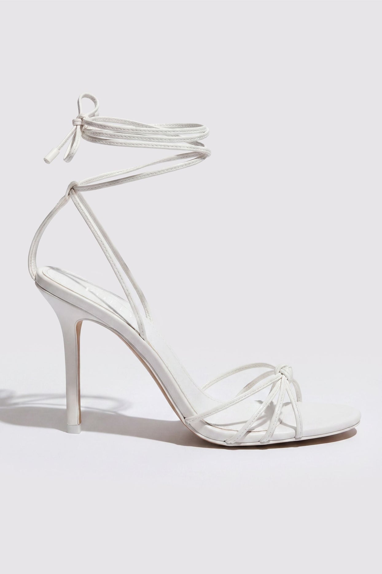Lace-Up Heeled Sandal in White - 3