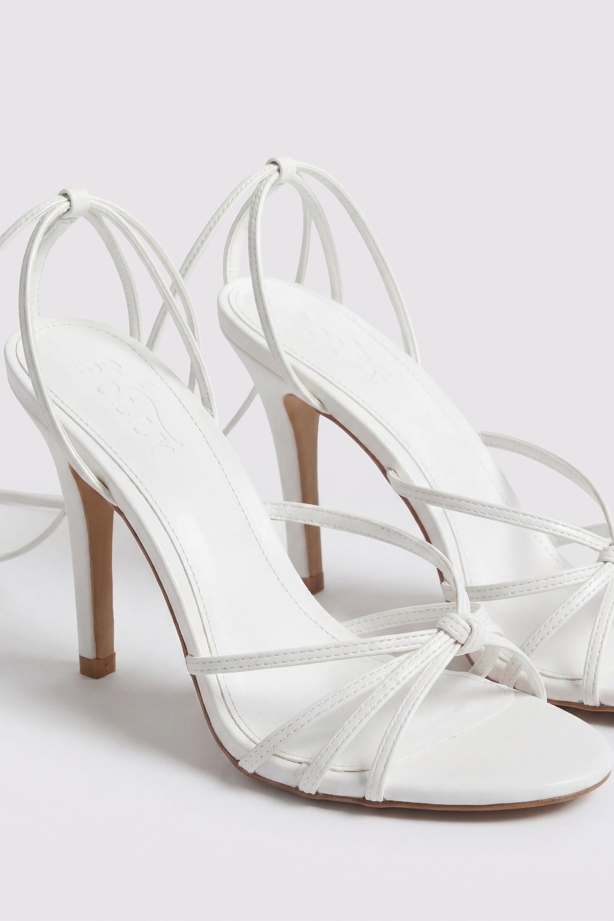 Lace-Up Heeled Sandal in White - 2