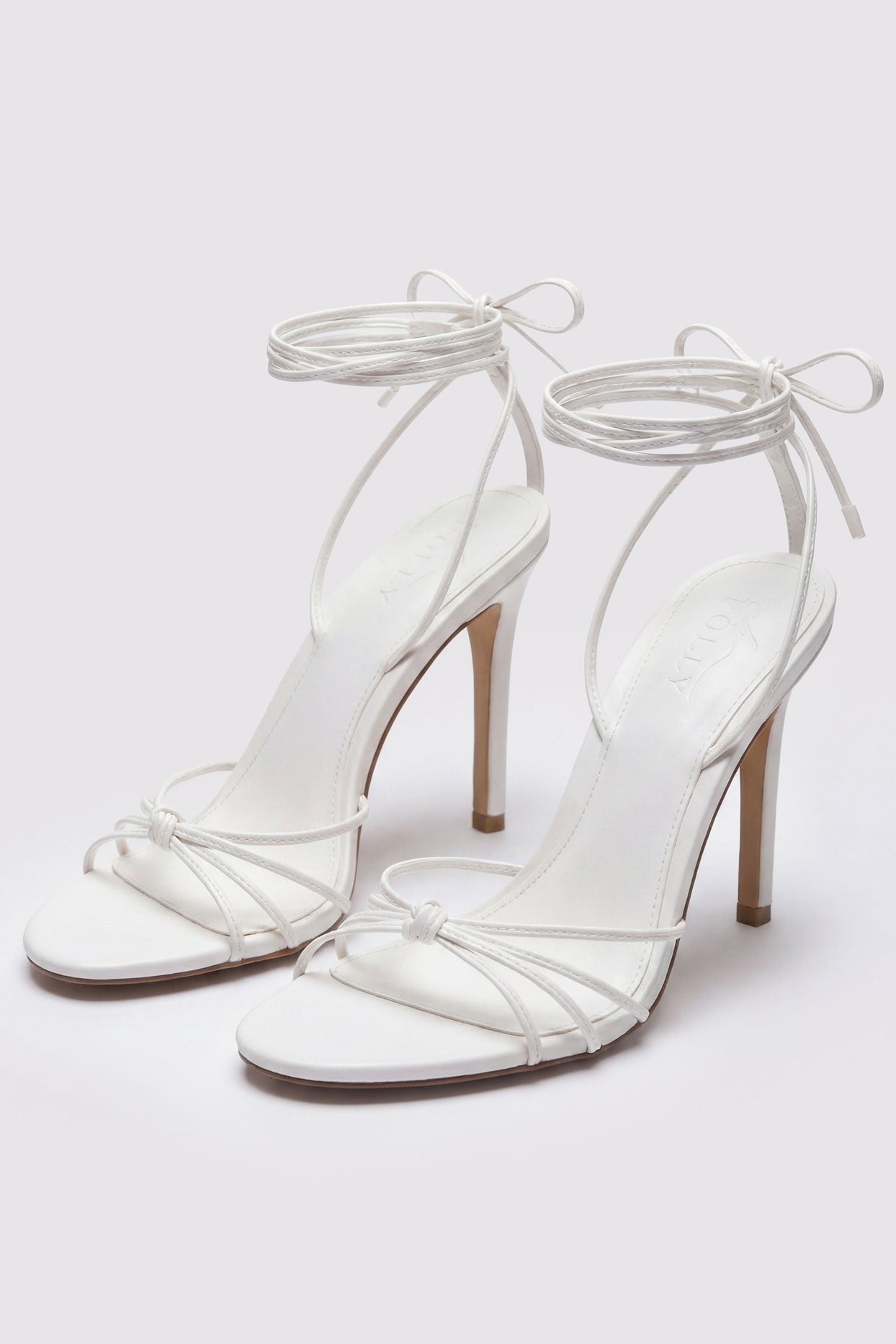 Lace-Up Heeled Sandal in White - 1