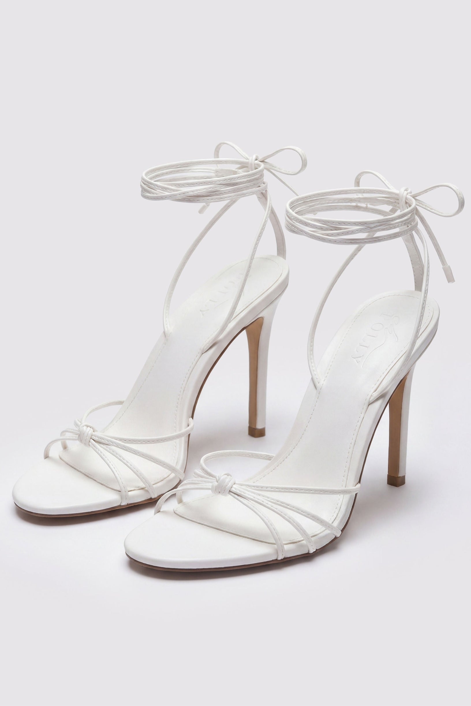 Lace-Up Heeled Sandal in White - 1