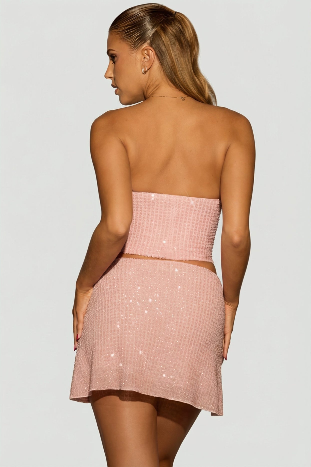 Embellished Draped Corset Top in Lavender Pink - 2