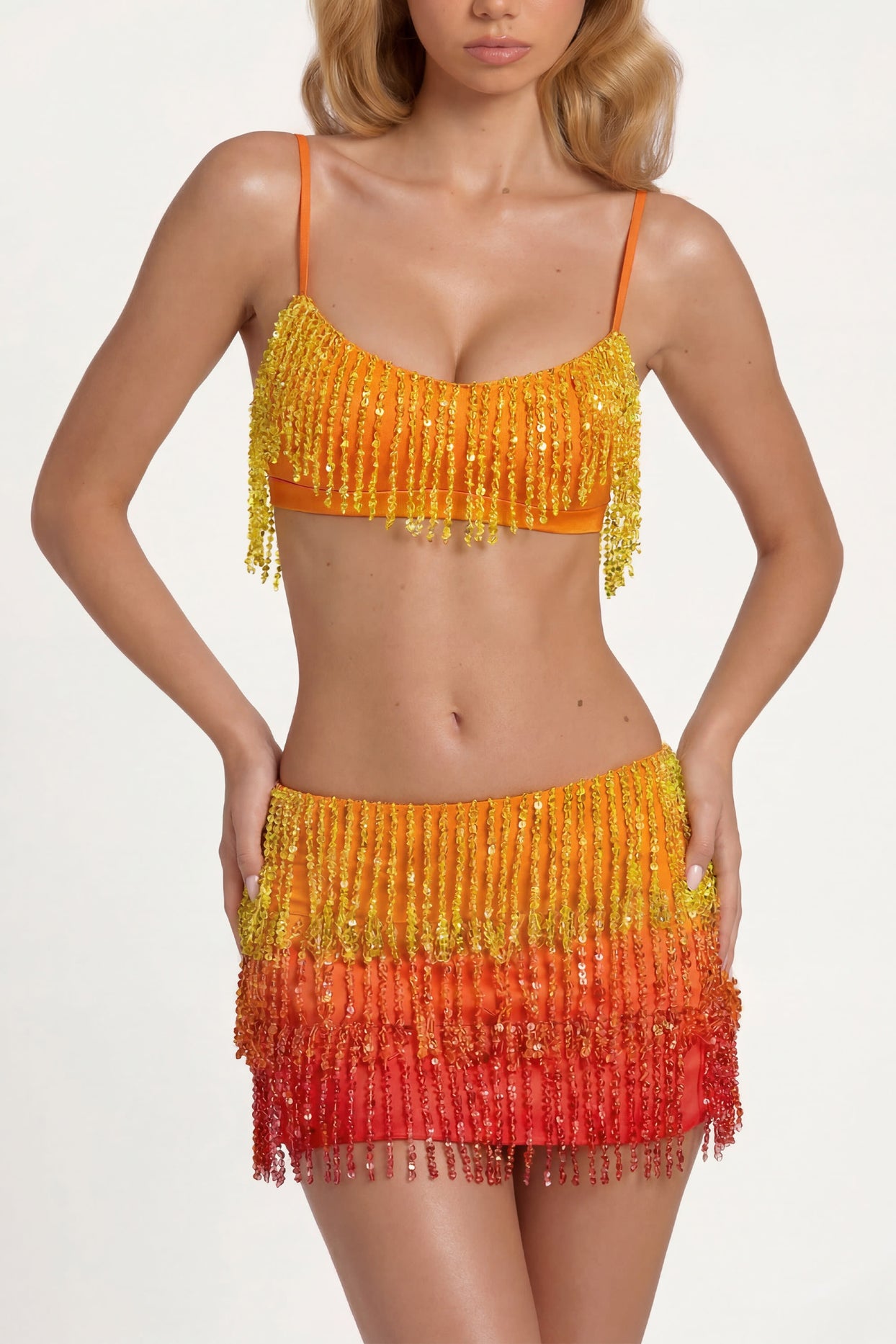 Fringed Bralette in Orange Ombre - 4