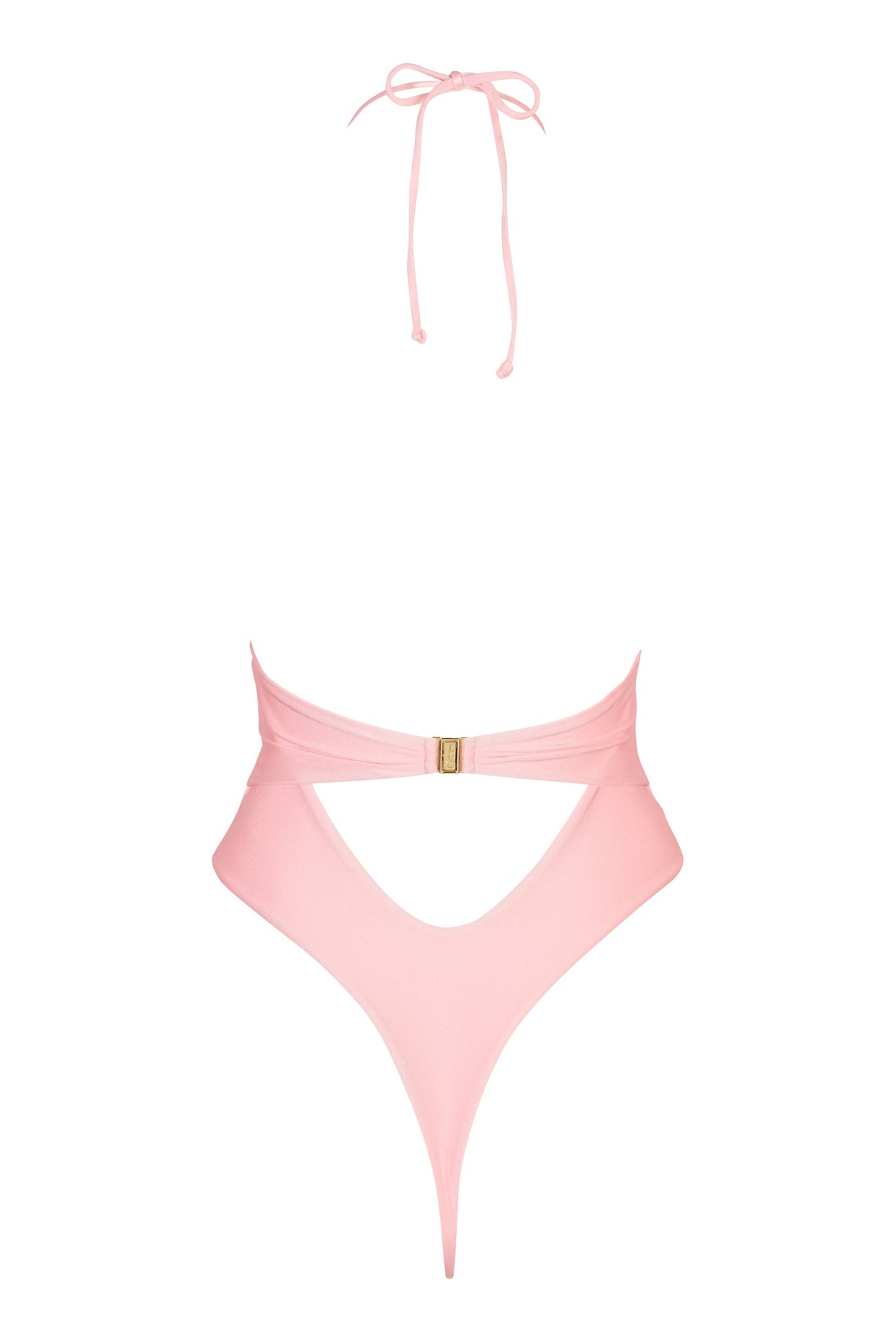 Halterneck Thong Swimsuit in Baby Pink - 4