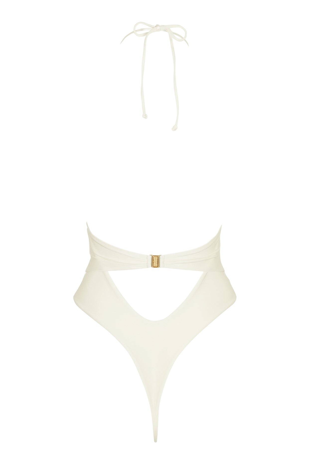 Halterneck Thong Swimsuit in Pearl - 6