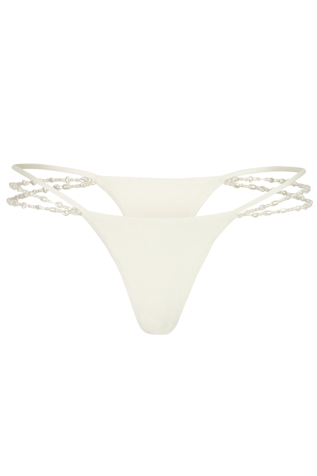 Multi-Strap Cheeky Bikini Bottoms  in Pearl - 3