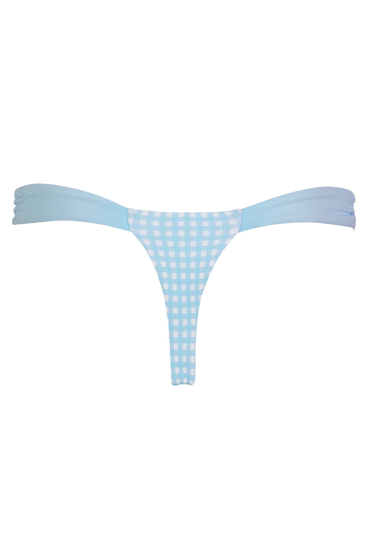 Thong Bikini Bottoms in Blue Gingham Print - 4