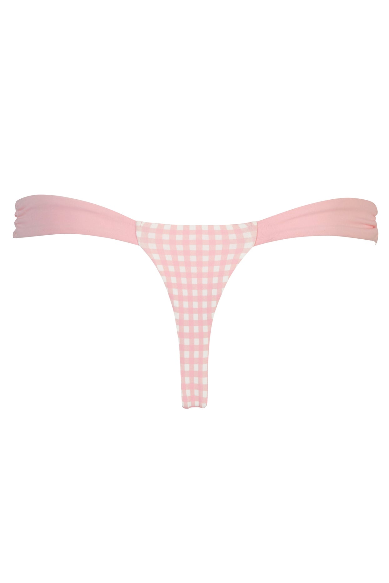 Thong Bikini Bottoms in Pink Gingham Print - 4
