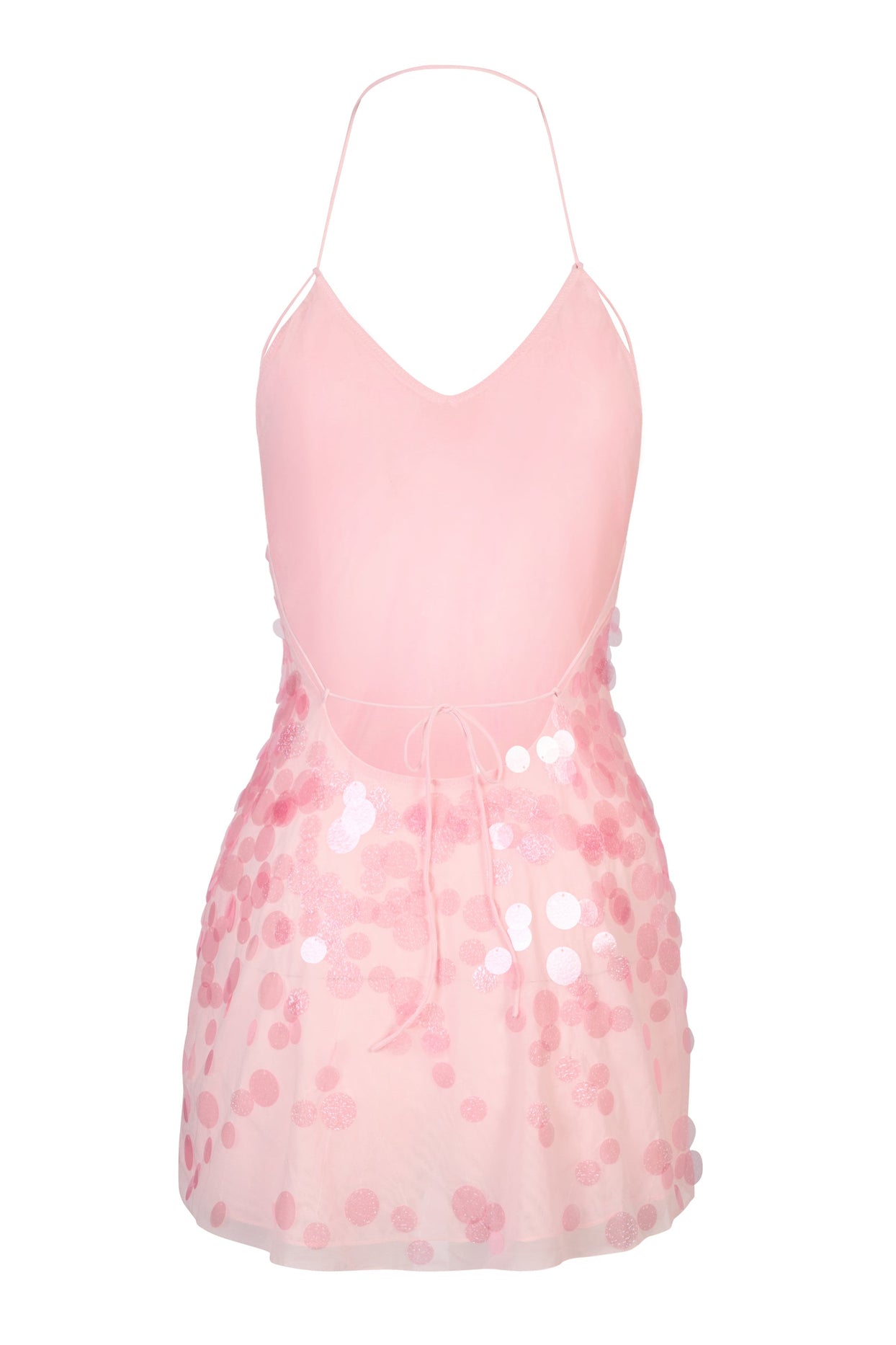 Embellished Mini Dress in Baby Pink - 7