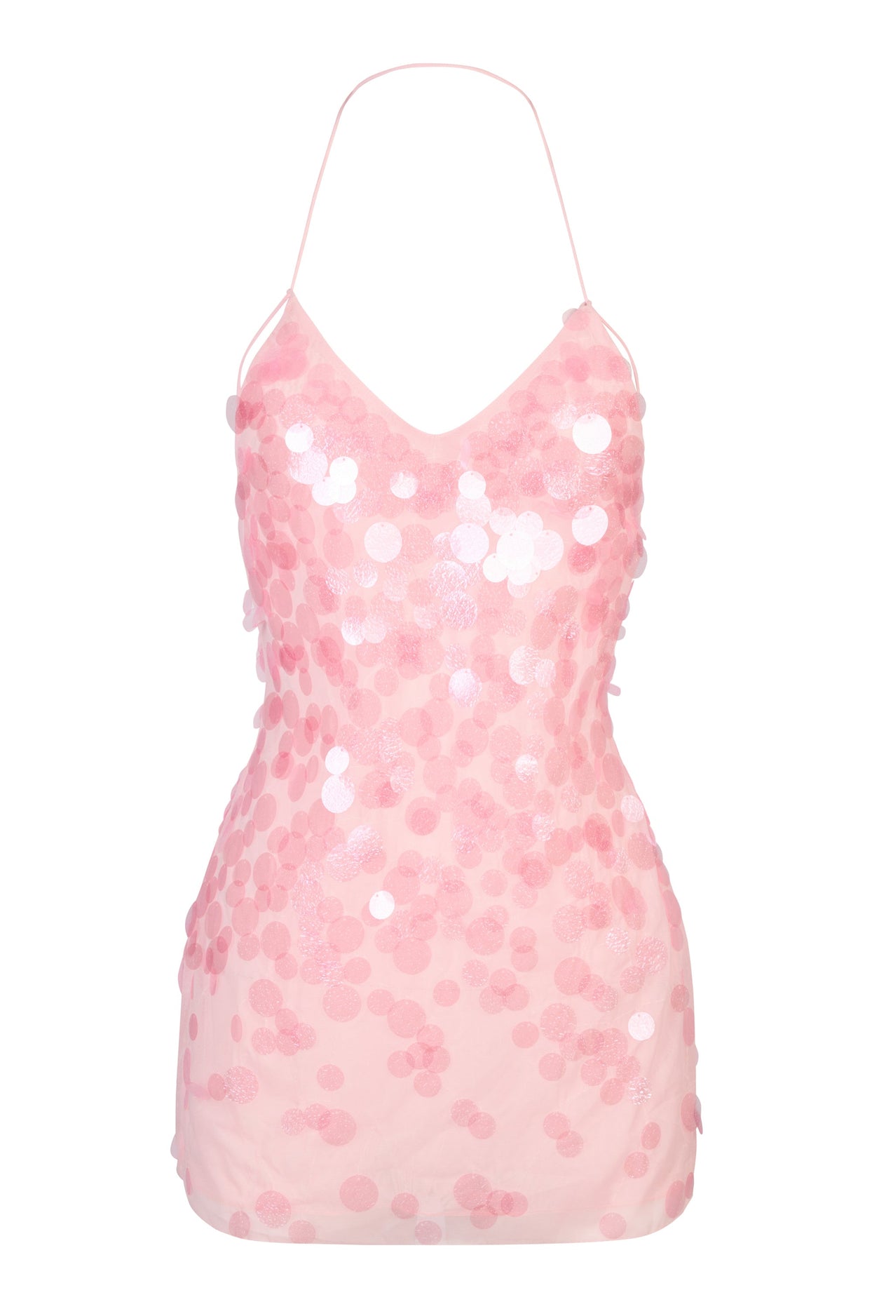 Embellished Mini Dress in Baby Pink - 6