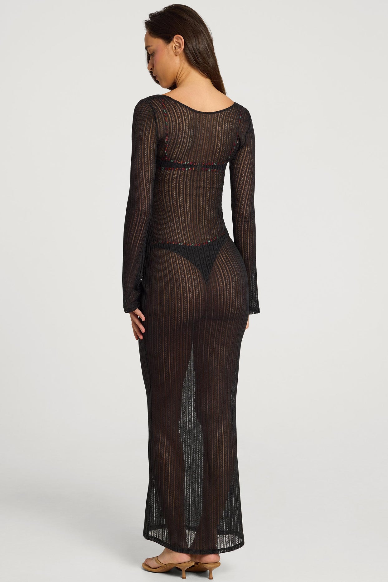 Open-Front Maxi Dress in Black - 2