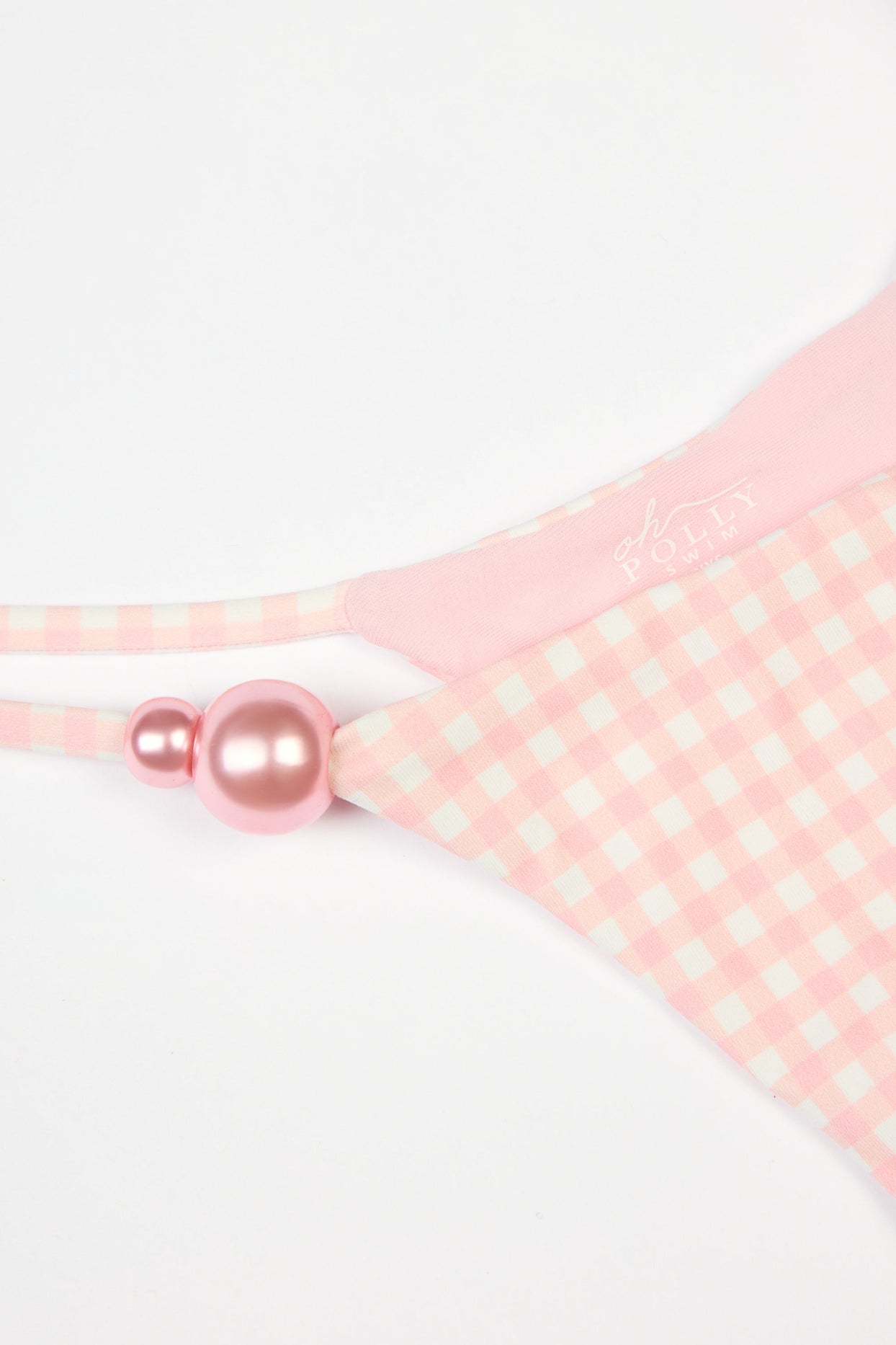Side-Tie Thong Bikini Bottoms  in Pink Gingham Print - 6