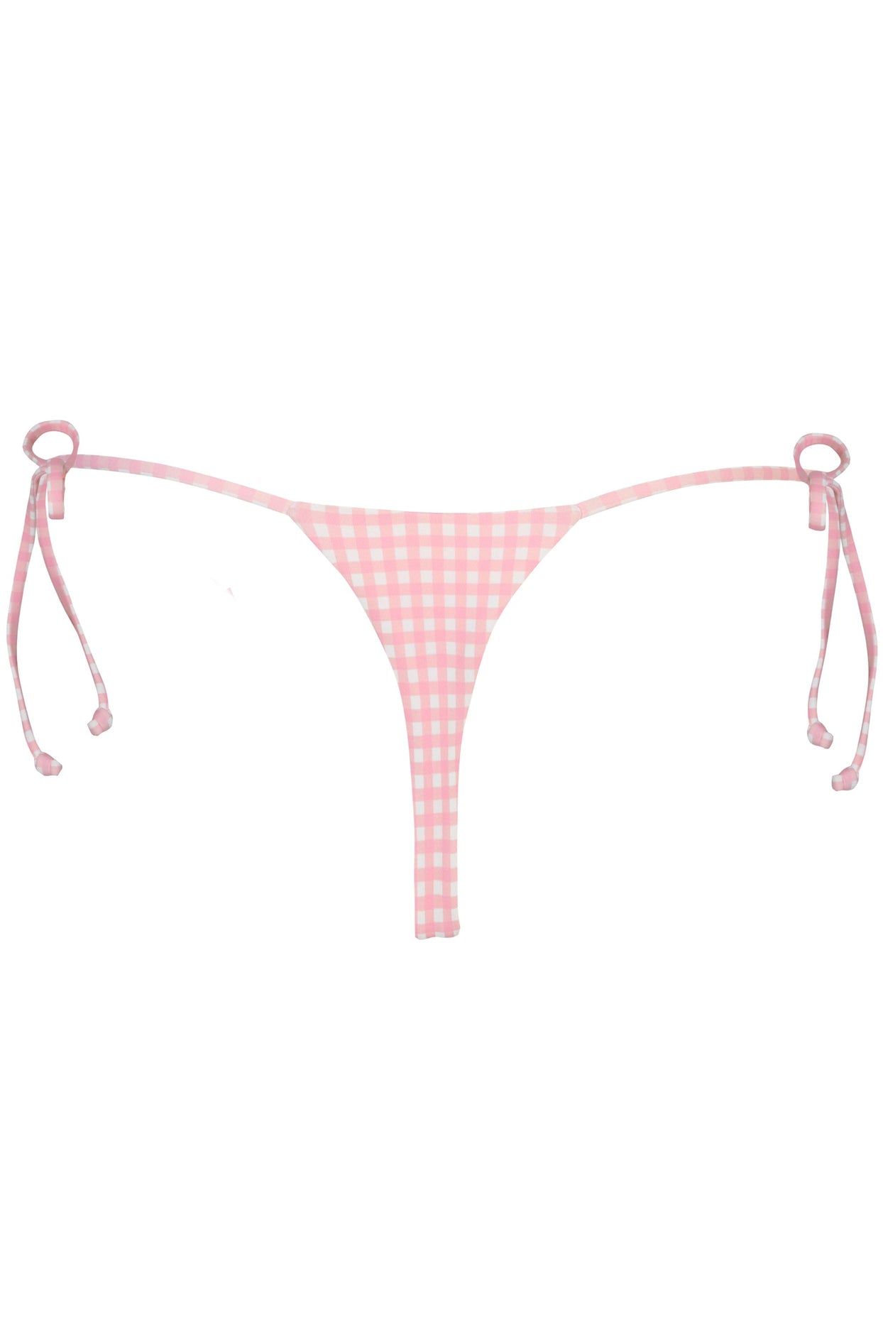 Side-Tie Thong Bikini Bottoms  in Pink Gingham Print - 5
