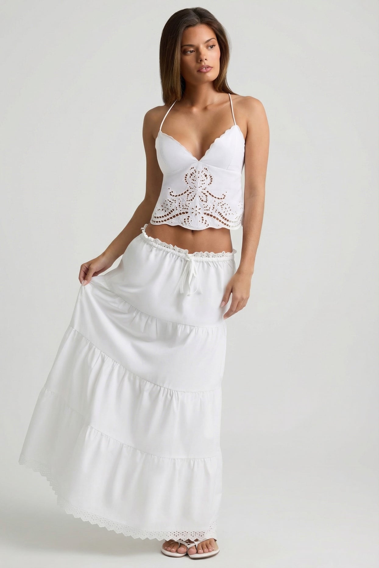 Cutwork Backless Cotton-Poplin Camisole Top in White - 5