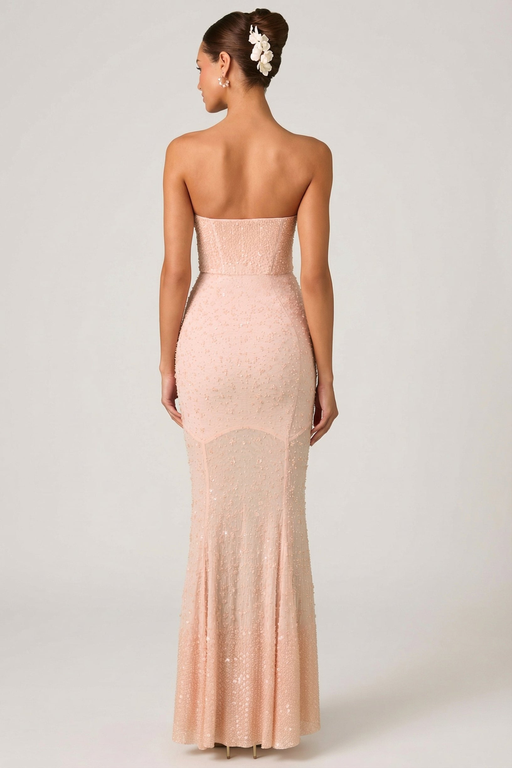 Embellished Sweetheart-Neck Fishtail Gown in Dusty Rose - 2