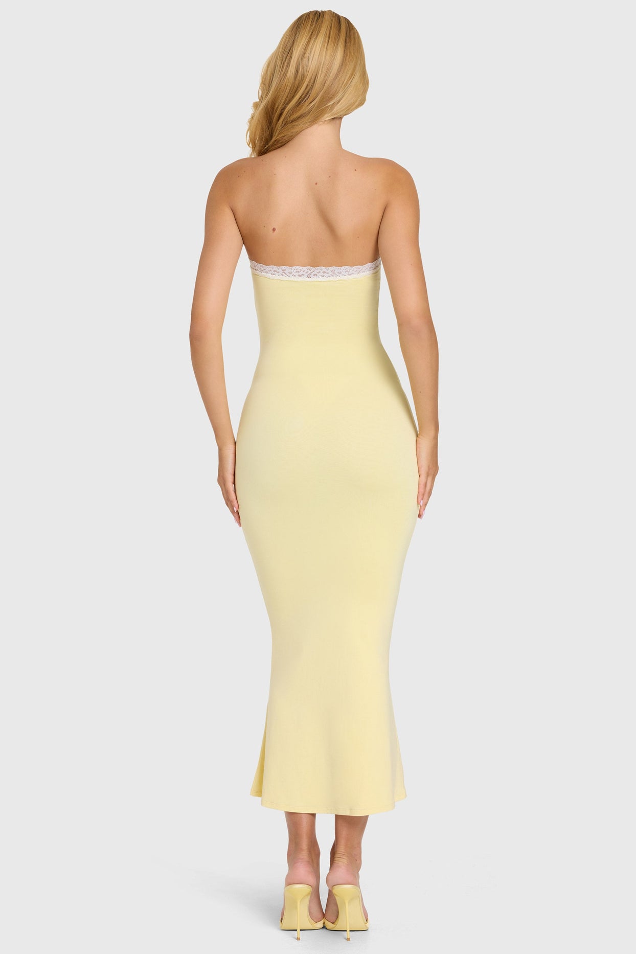 Modal Lace-Trim Midaxi Dress in Butter - 7