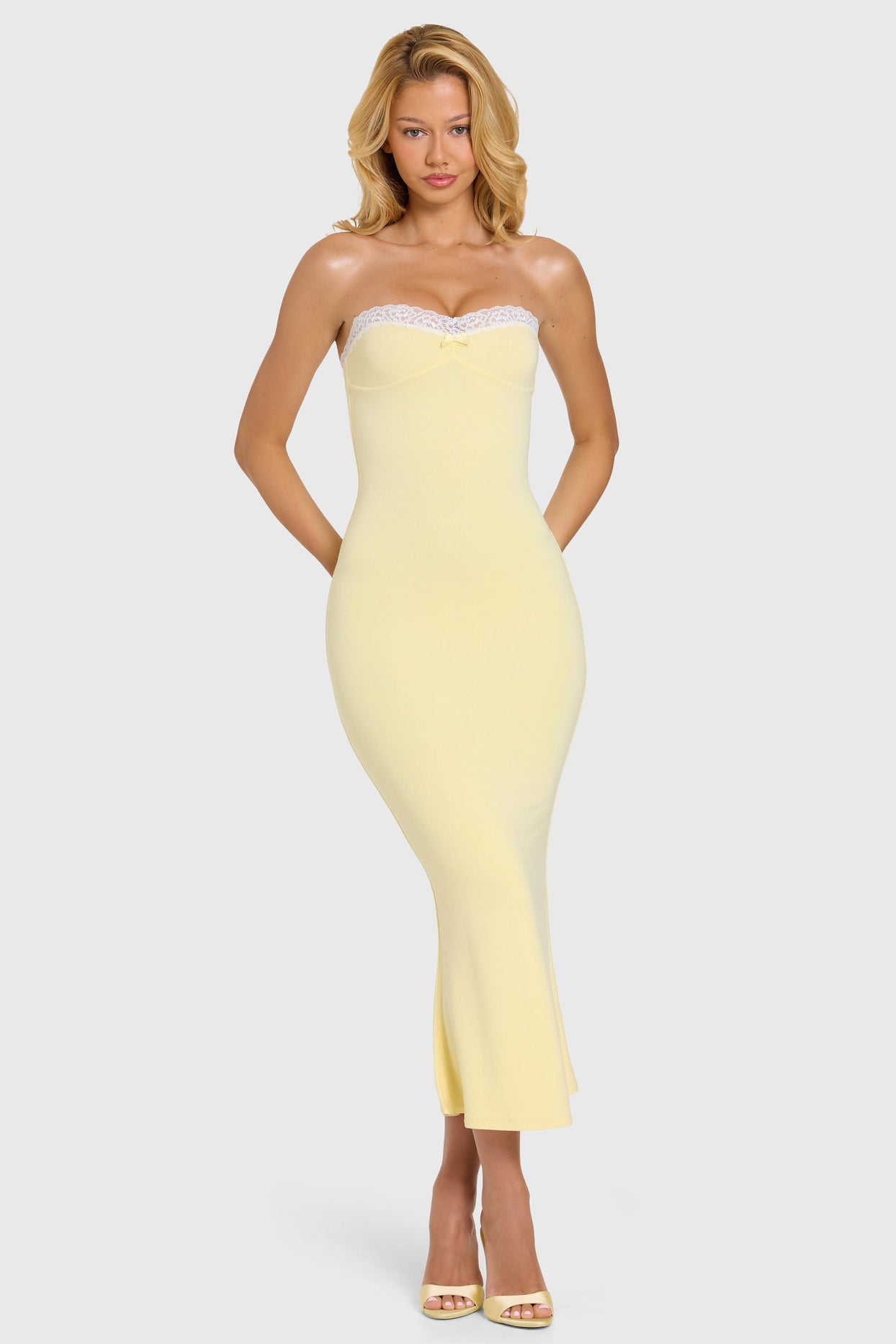 Modal Lace-Trim Midaxi Dress in Butter - 9