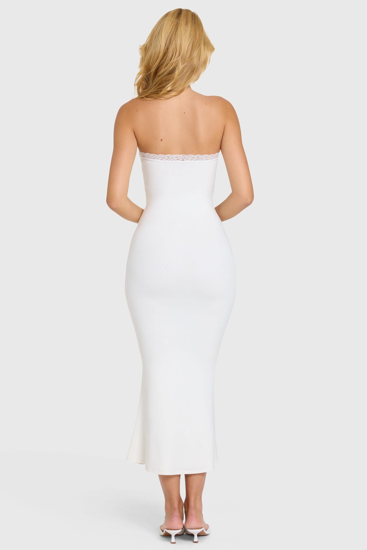Modal Lace-Trim Midaxi Dress in Coconut - 7