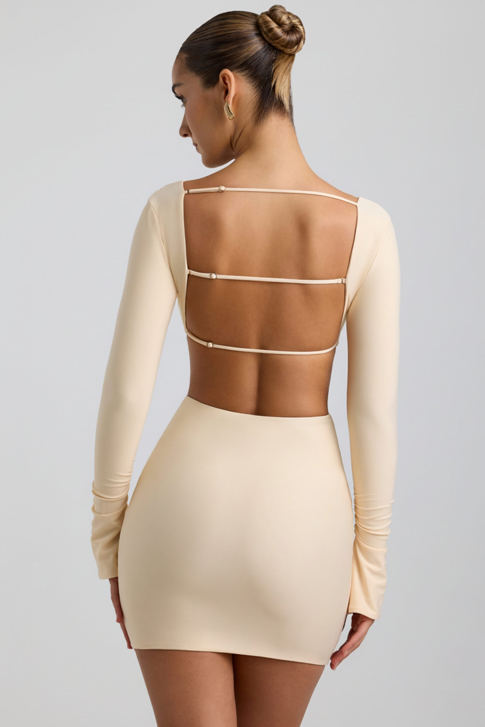 Cut-Out Hardware Detail Mini Dress in Buttercream - 2