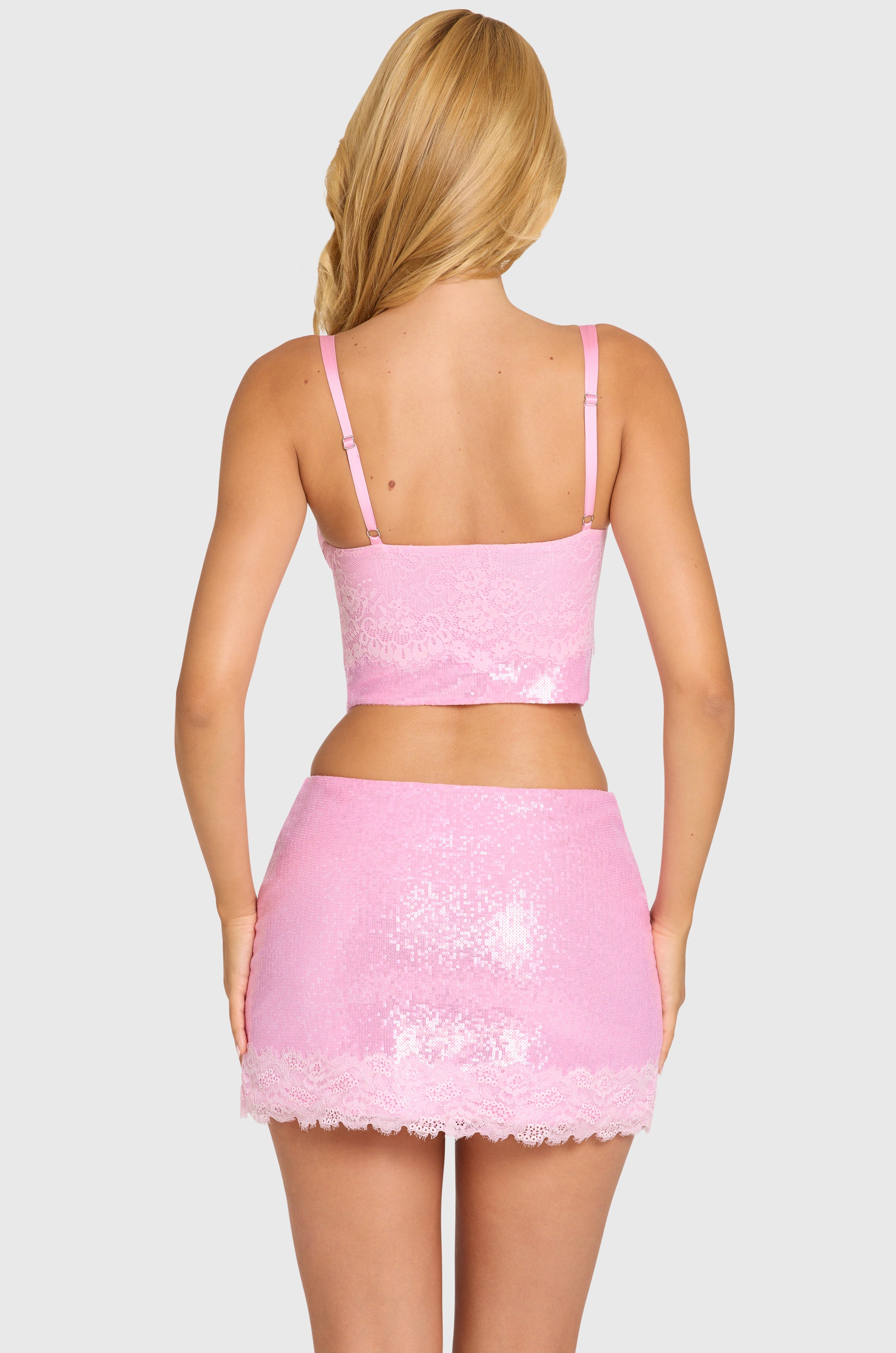 Sequin Lace Bralette Top  in Blossom