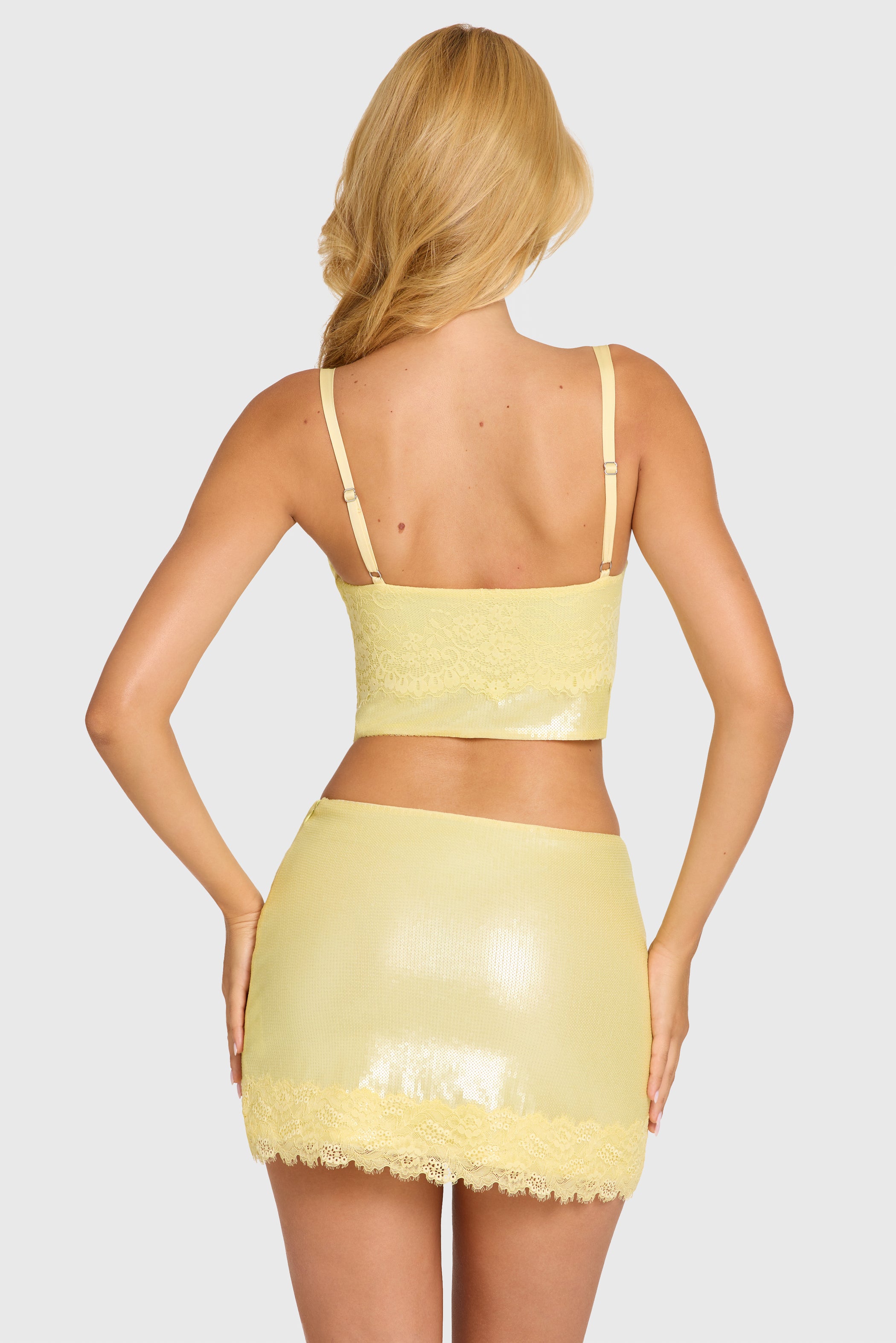 Sequin Lace Bralette Top  in Butter