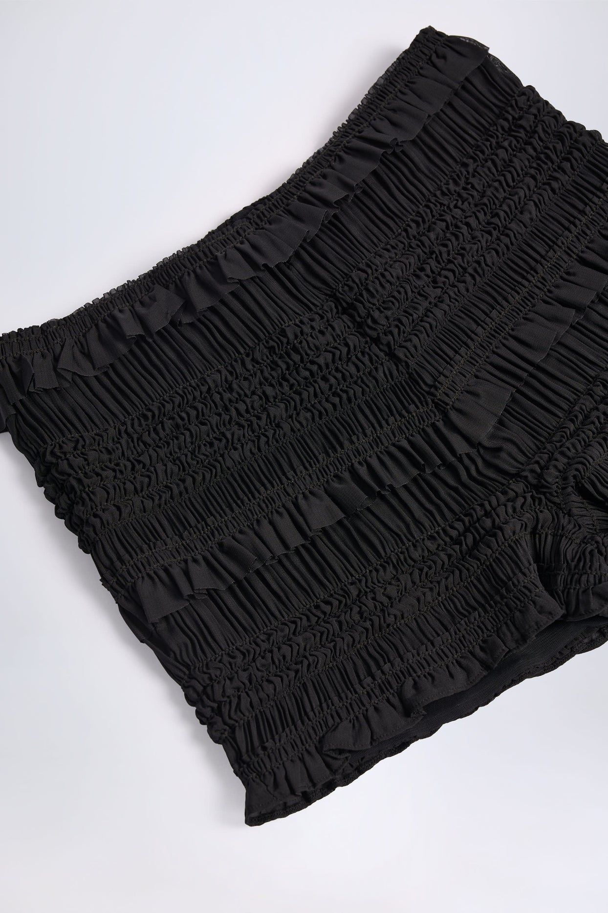 Ruffled Mid-Rise Shorts in Black - 5