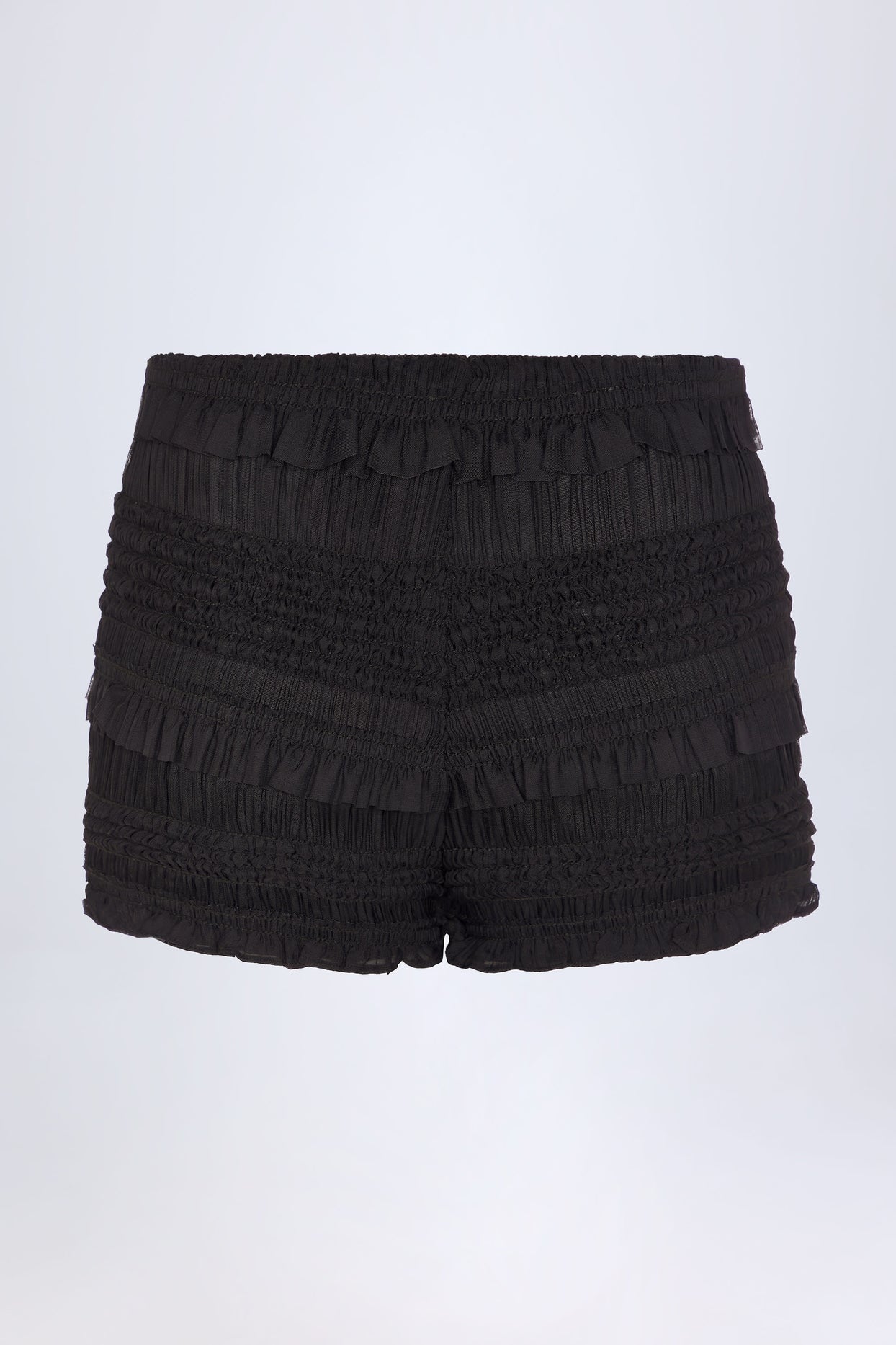 Ruffled Mid-Rise Shorts in Black - 6