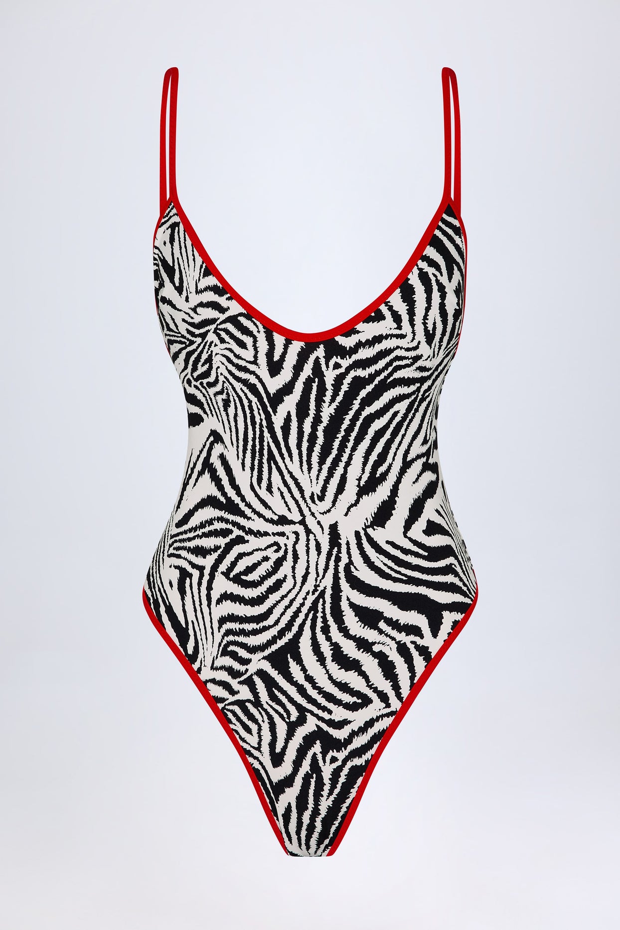 Charm-Detail Cross-Back Swimsuit in Zebra Print - 3