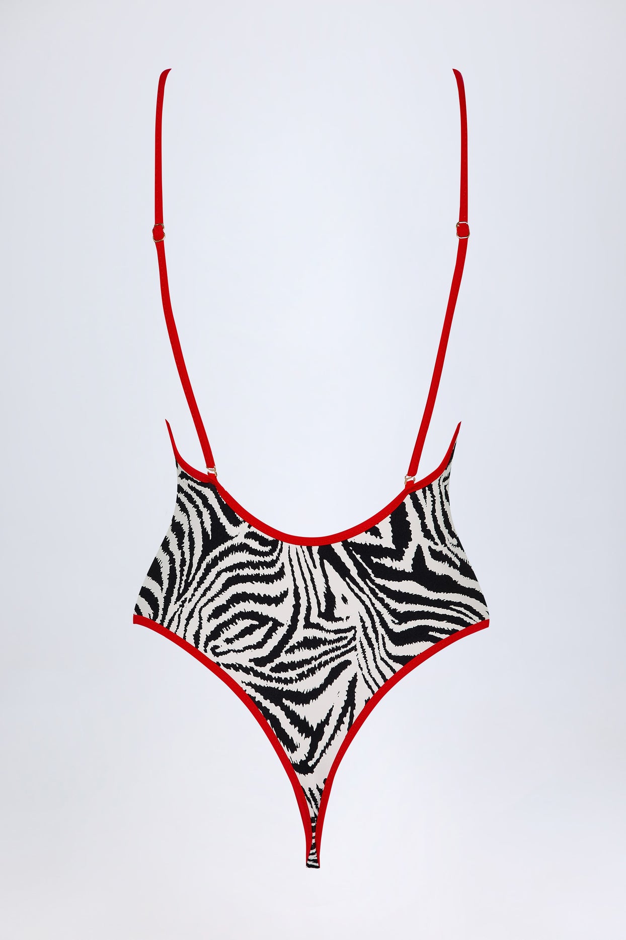 Charm-Detail Cross-Back Swimsuit in Zebra Print - 4