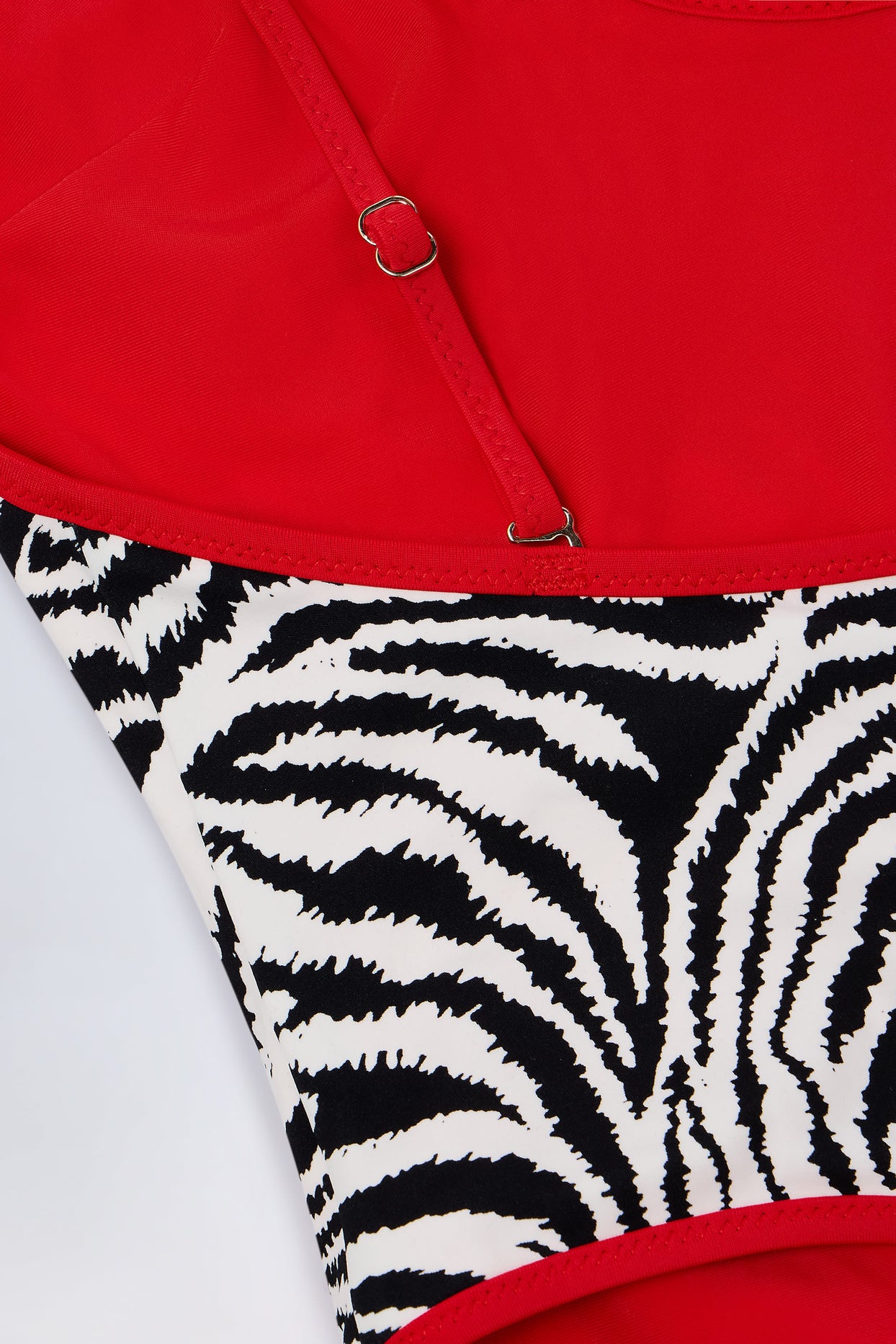Charm-Detail Cross-Back Swimsuit in Zebra Print - 6