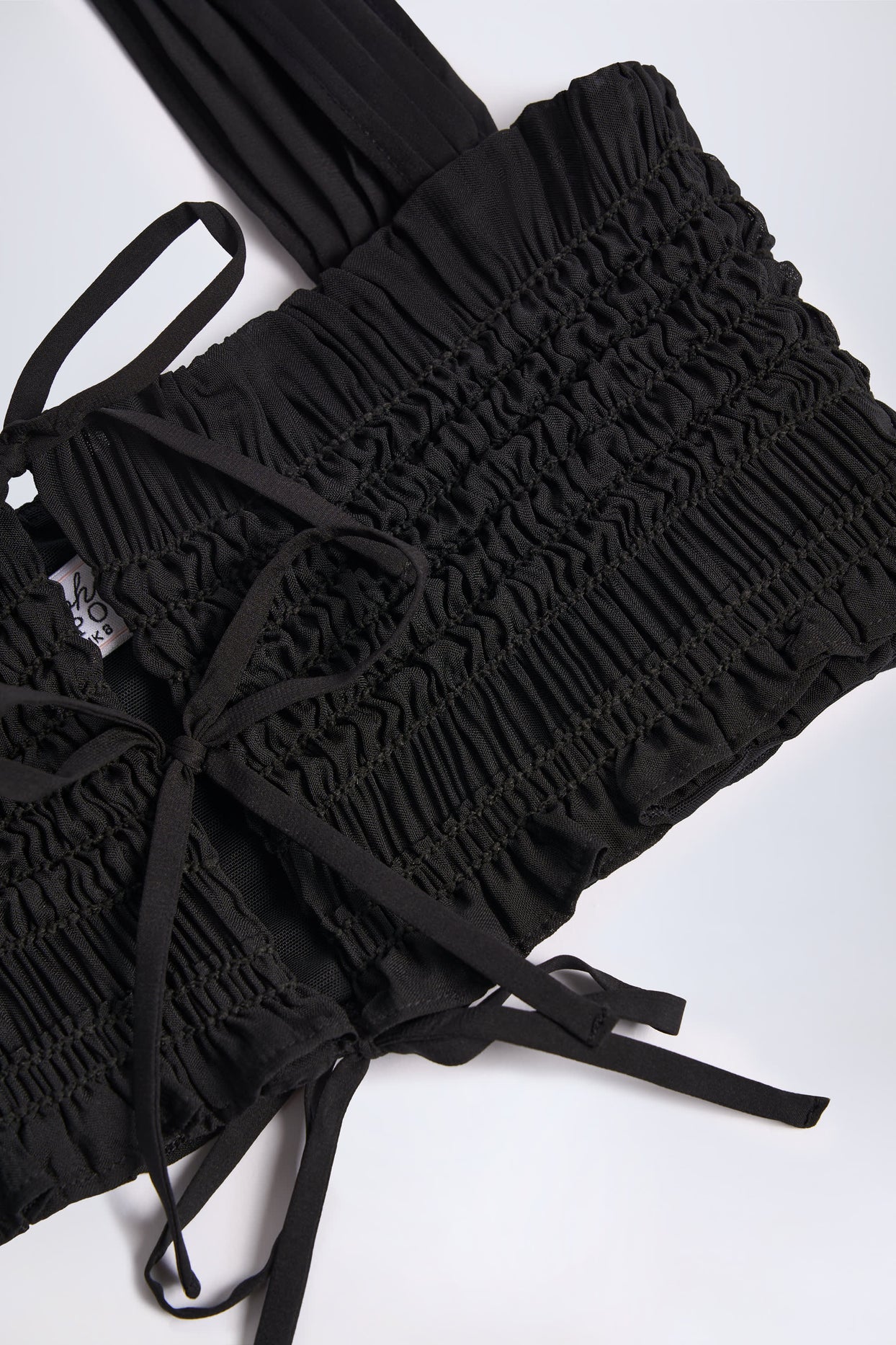 Ruffled Tie-Front Crop Top in Black - 4