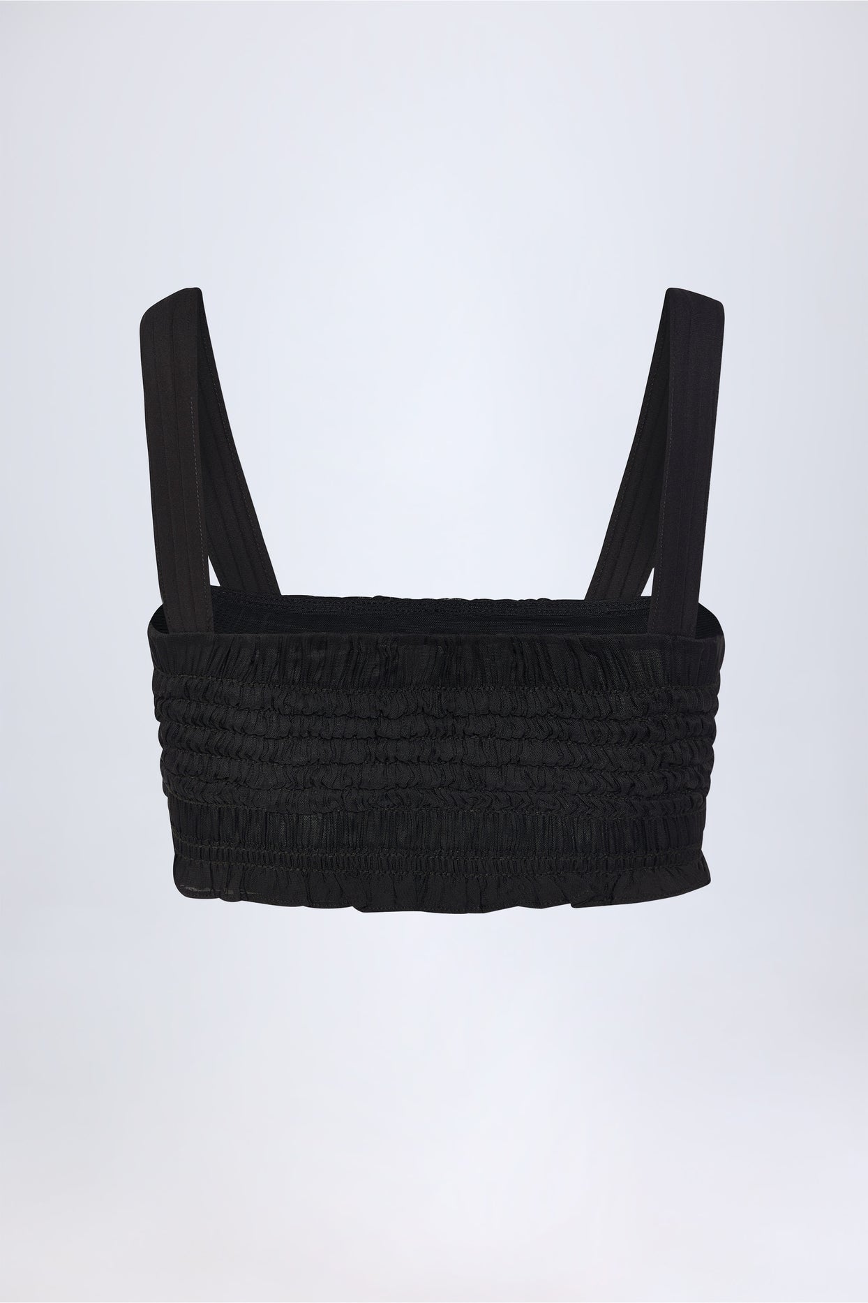 Ruffled Tie-Front Crop Top in Black - 6