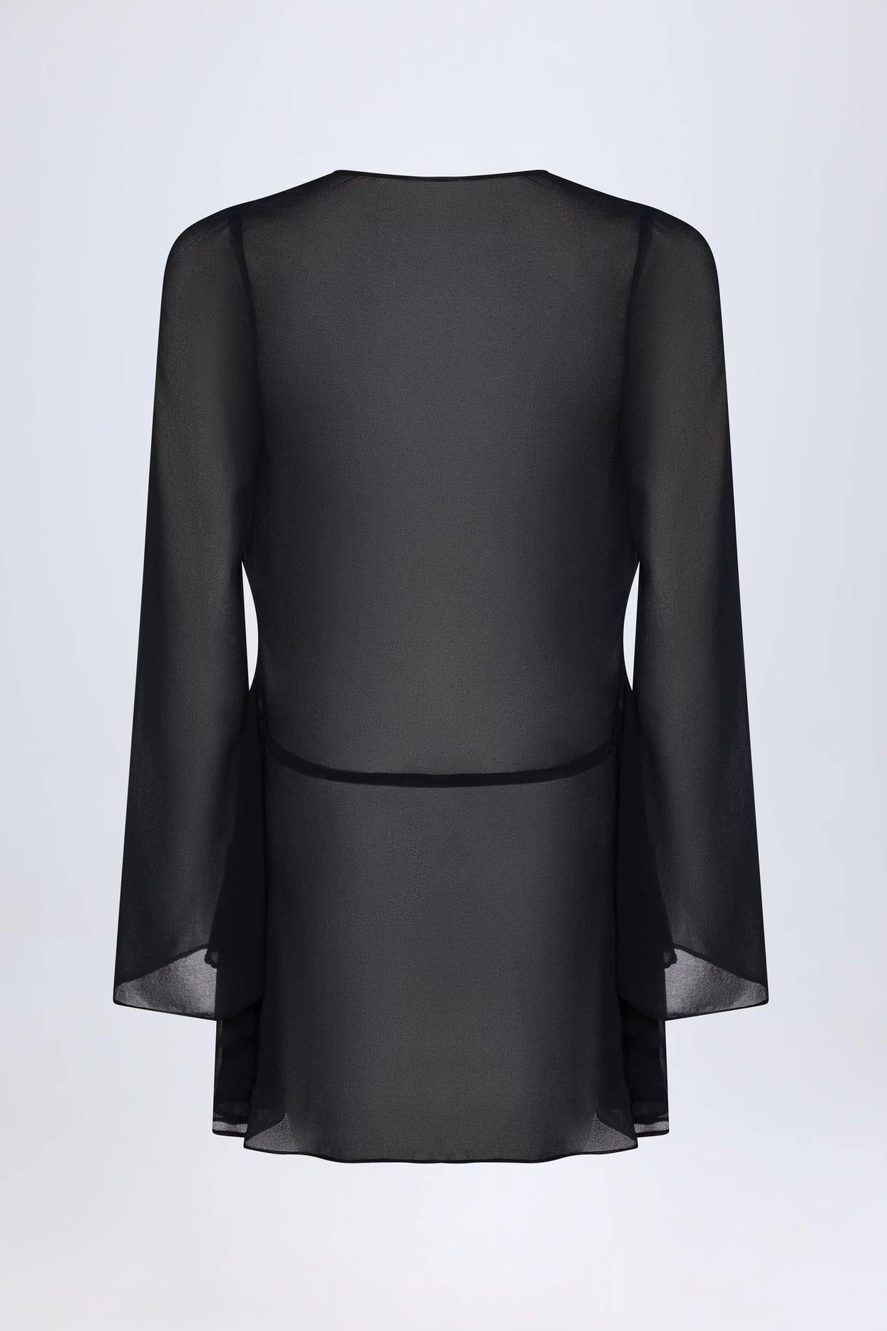 Cowl-Neck Mini Dress in Black - 4