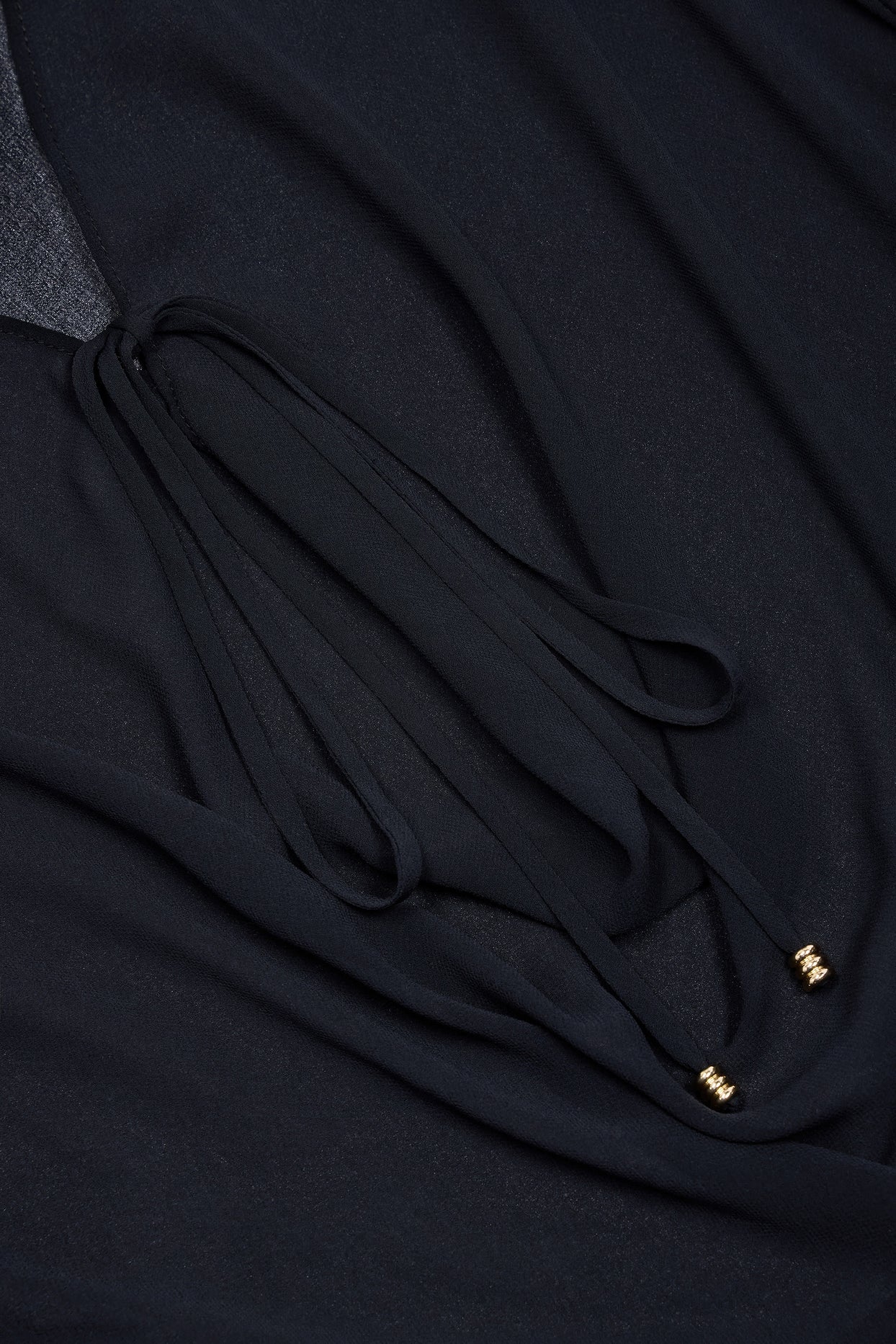 Cowl-Neck Mini Dress in Black - 5