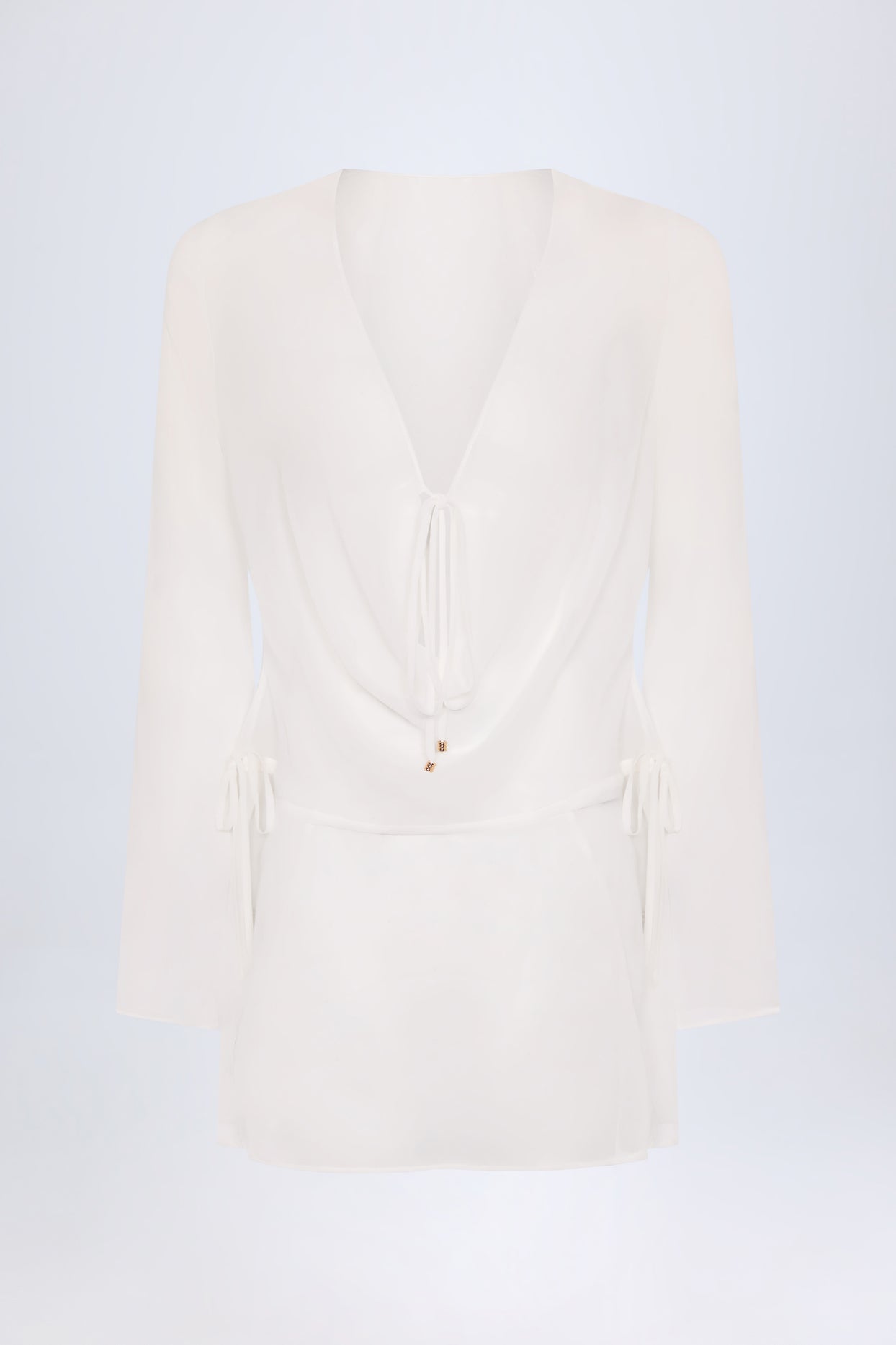 Cowl-Neck Mini Dress in White - 3