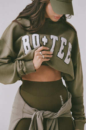 Soft Cotton Jersey Acid Wash Oversized Hoodie in Dark Green